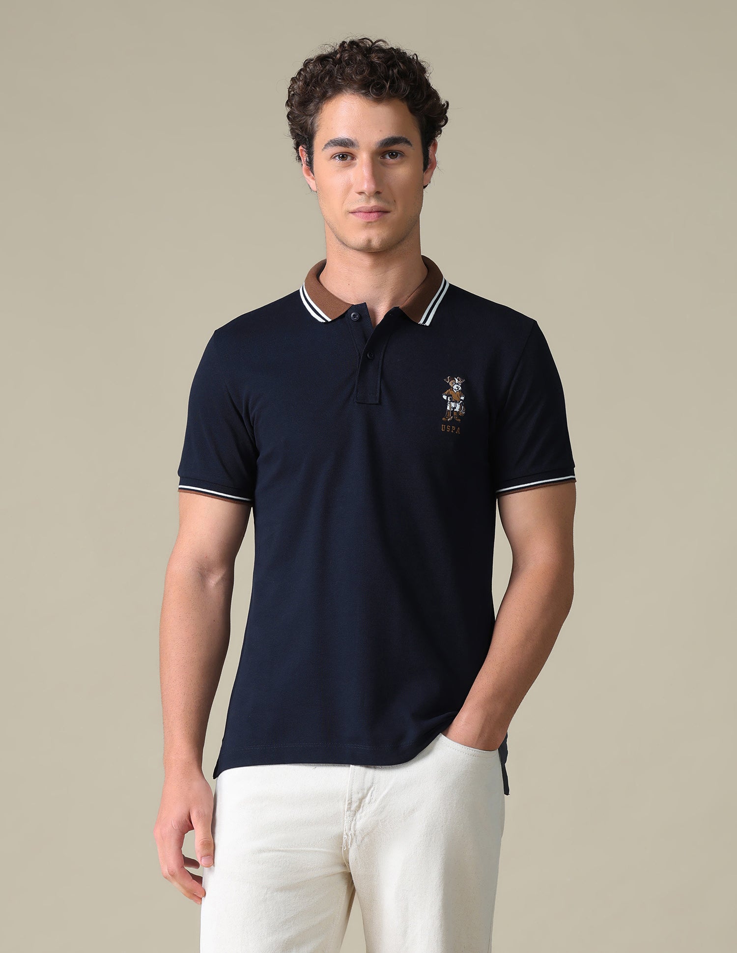 Regular Fit Typographic Polo Shirt Navy - U.S. Polo Assn. India | Large