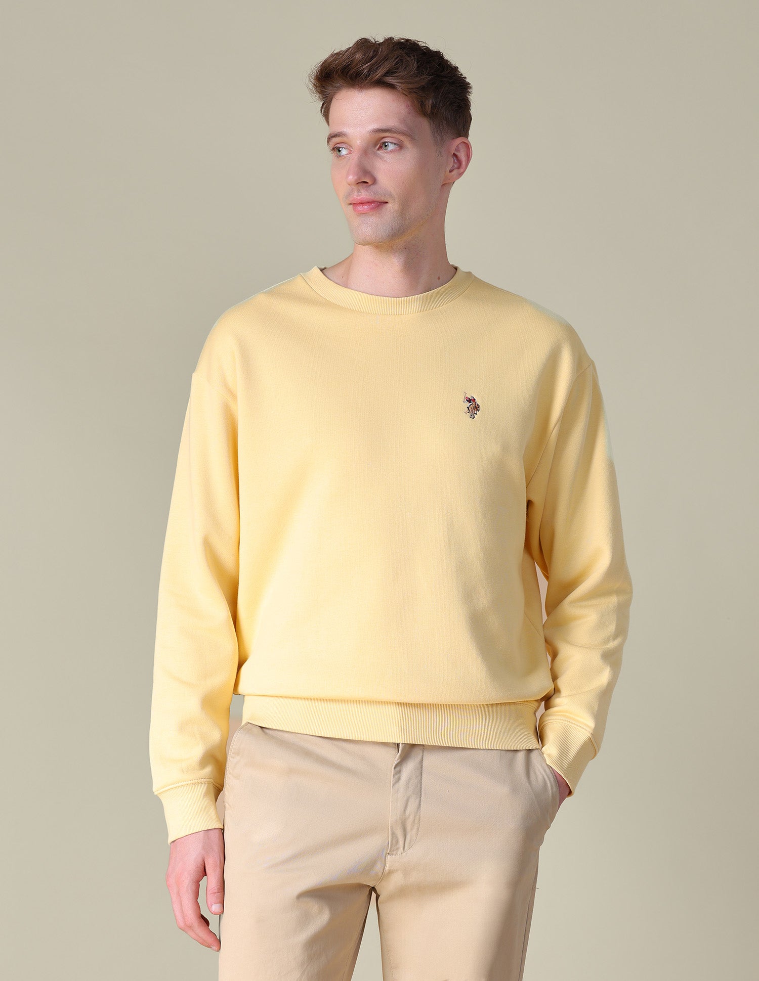 Solid Relaxed Fit Sweatshirt Yellow - U.S. POLO ASSN. | Large