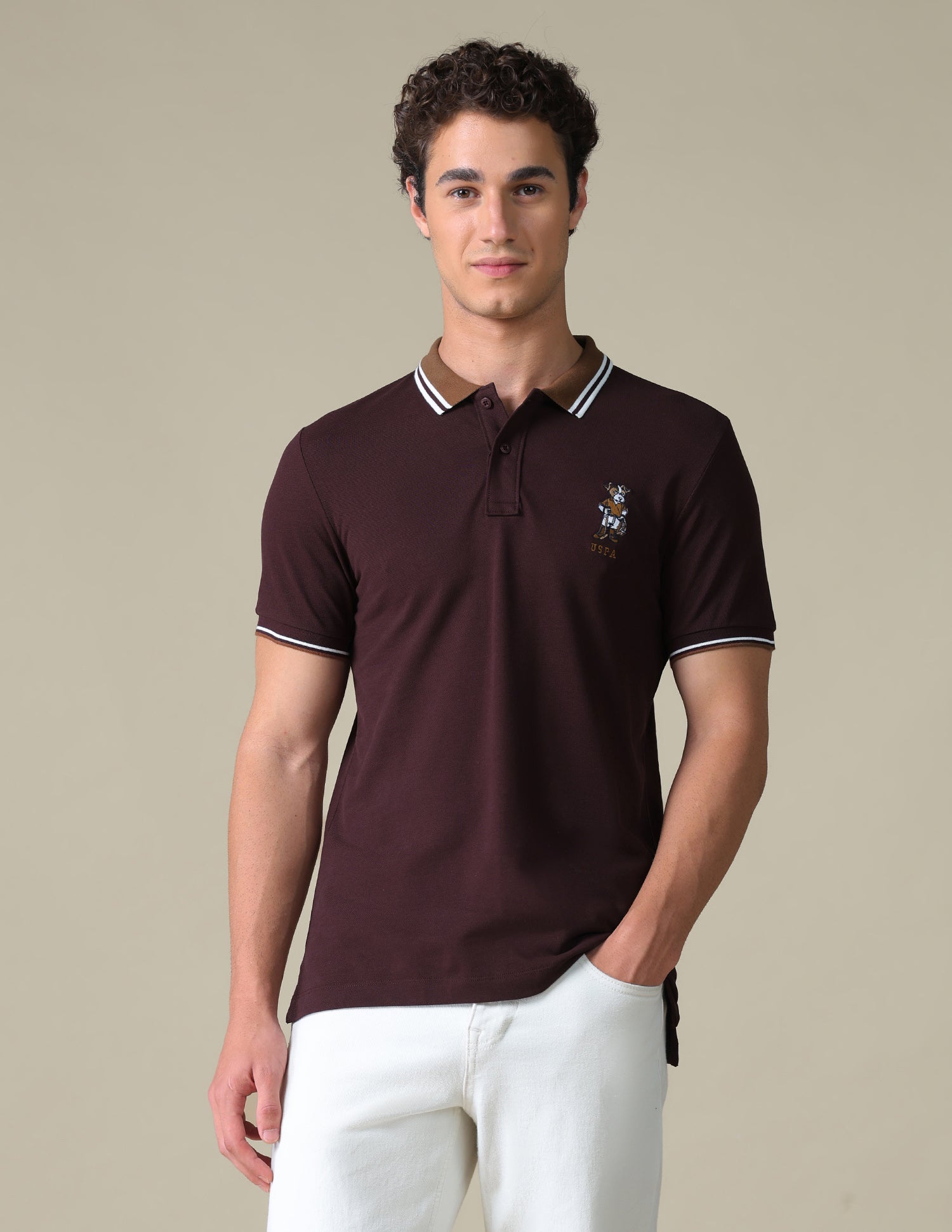 Regular Fit Typographic Polo Shirt Purple - U.S. Polo Assn. India | Large