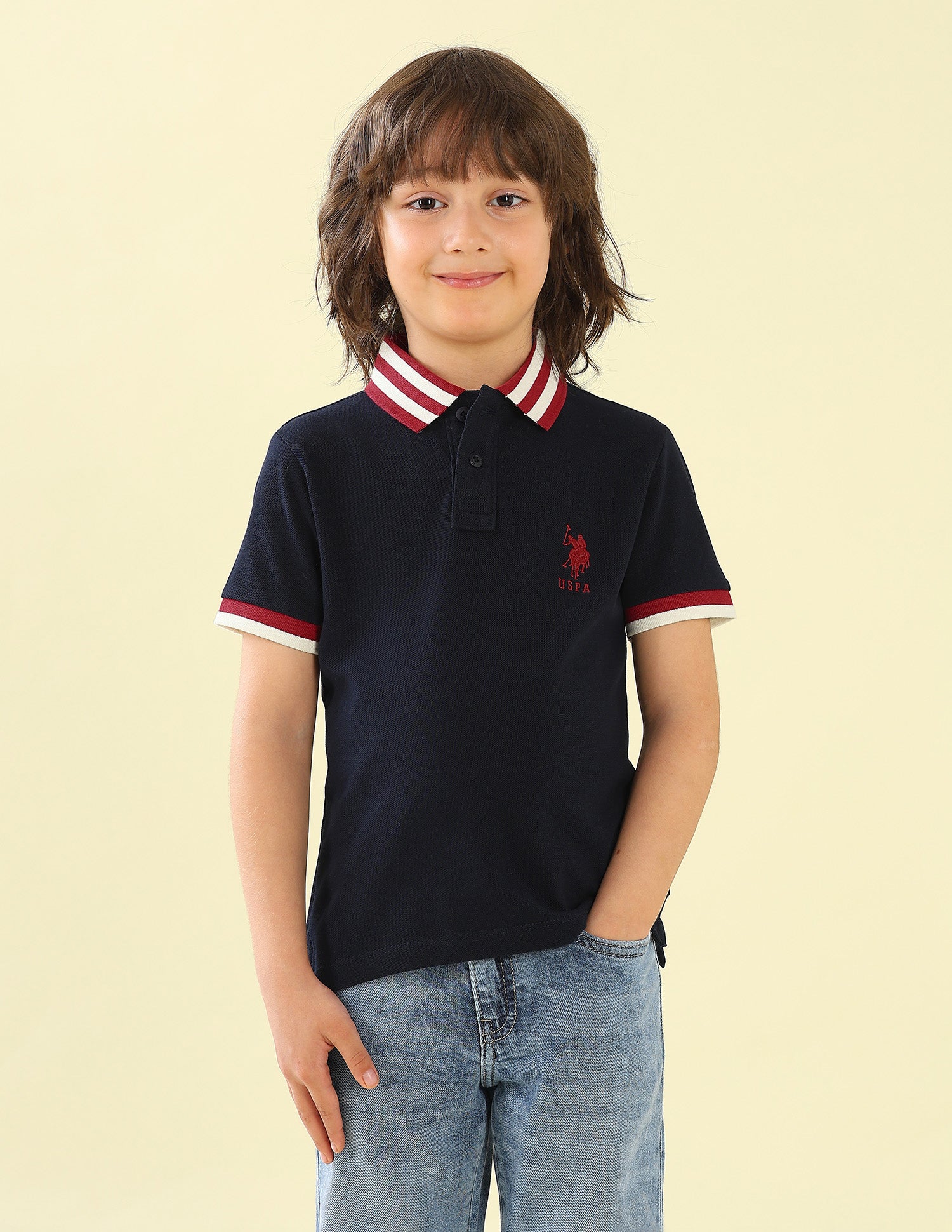 Solid Regular Fit Polo Shirt Navy - U.S. Polo Assn. India | Large