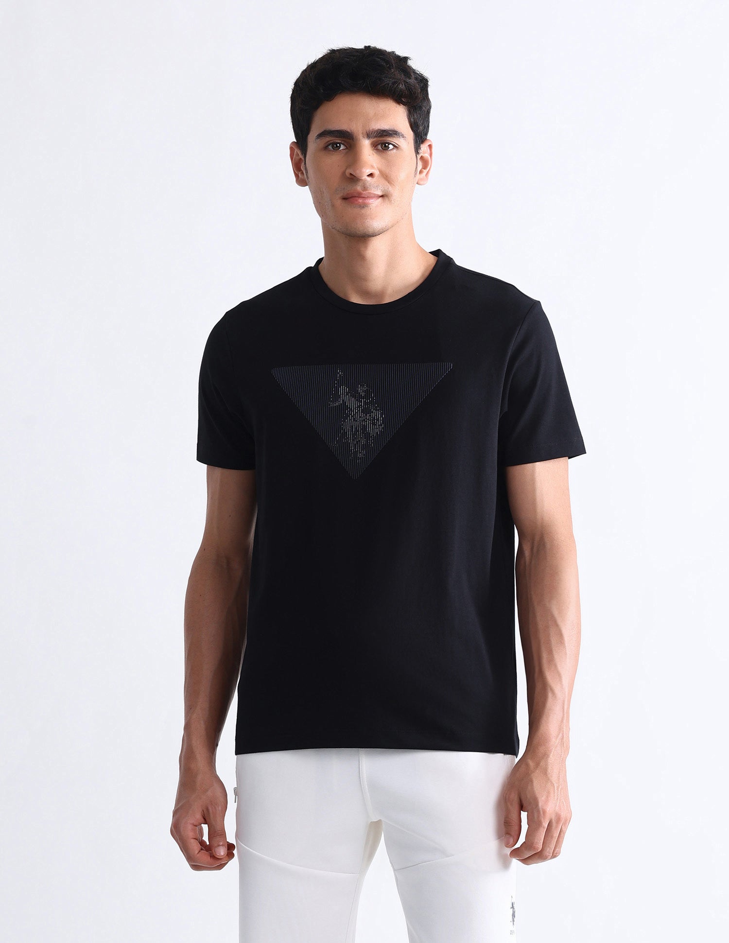 Brand Printed Slim Fit T-Shirt Black - U.S. Polo Assn. India | Large