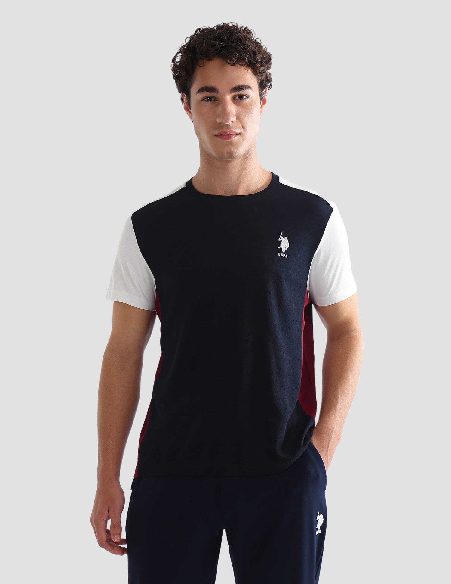 Colourblocked Slim Fit Active T-Shirt Navy - U.S. Polo Assn. India | Large