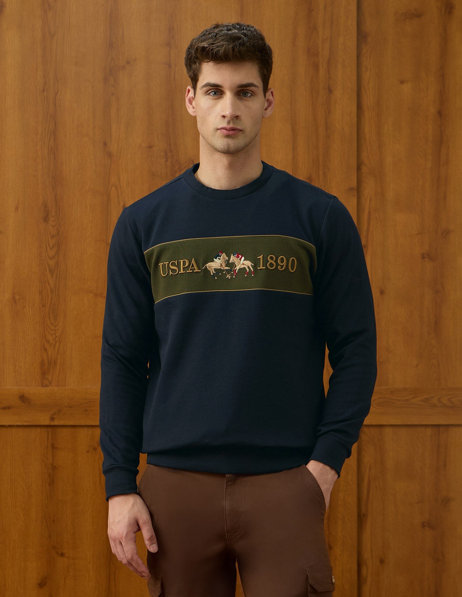 Brand Embroidered Varsity Theatre Sweatshirt Navy - U.S. POLO ASSN. | Large