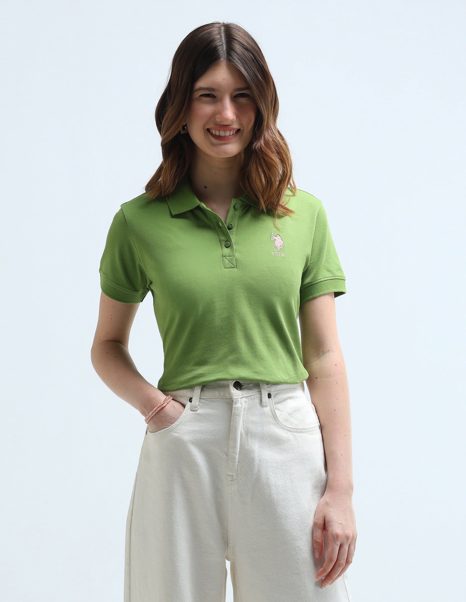 Regular Fit Cotton Polo Shirt Green - U.S. Polo Assn. India | Large