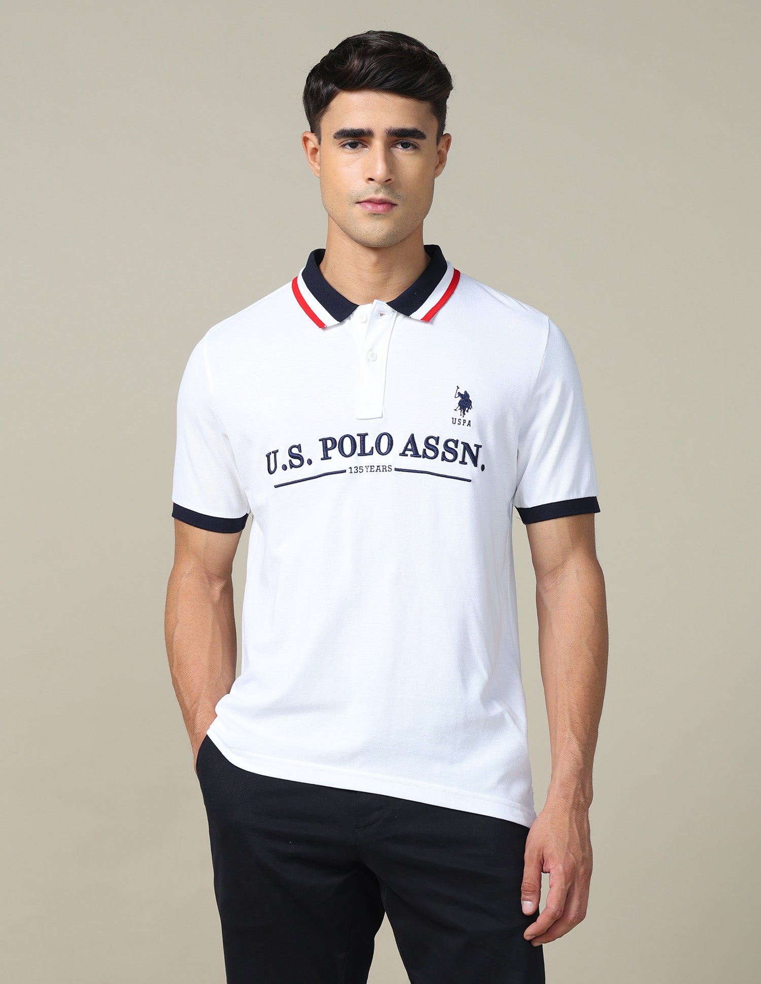 Boxy Fit Brand Embroidered Polo Shirt White - U.S. POLO ASSN. | Large