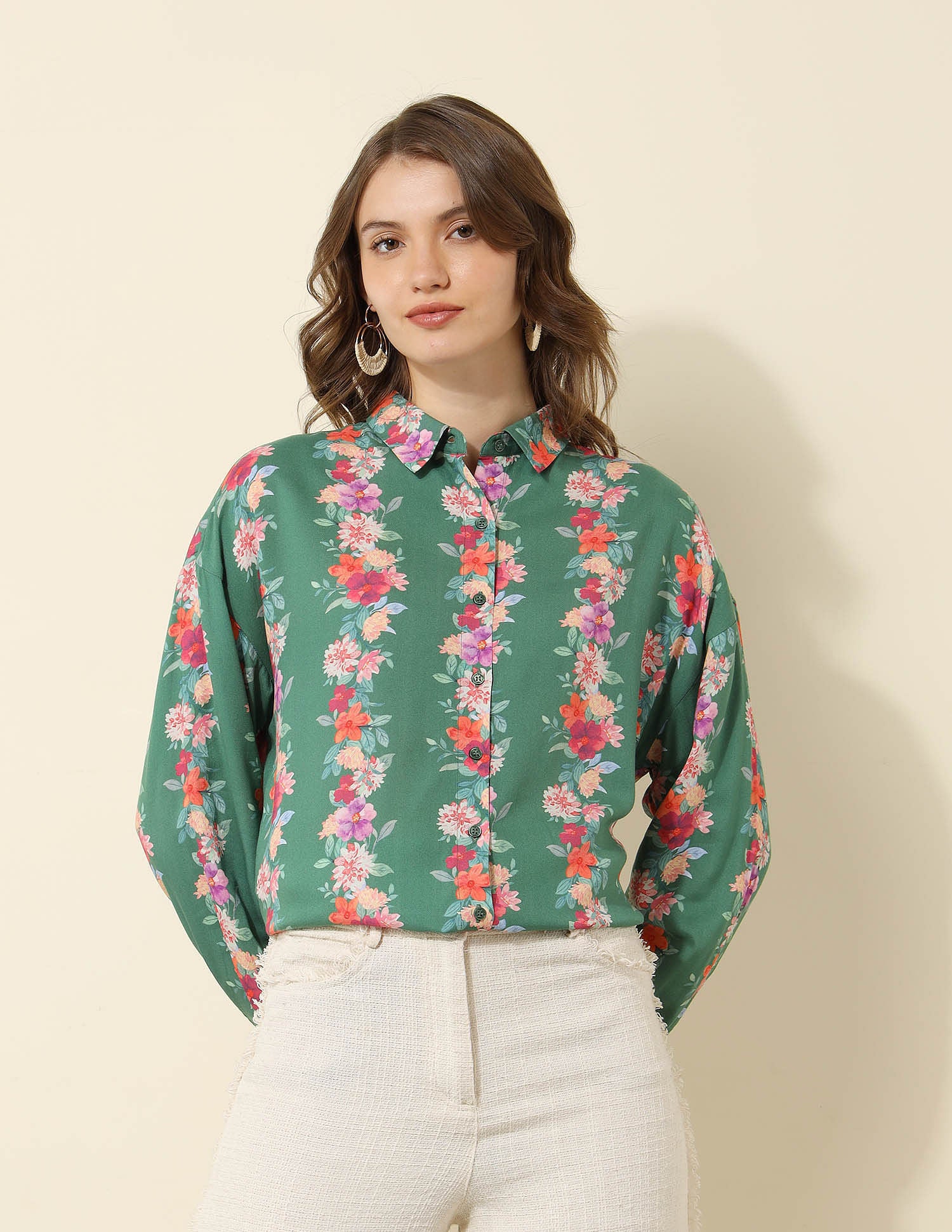 Floral Printed Regular Fit Shirt Green - U.S. POLO ASSN. | Large