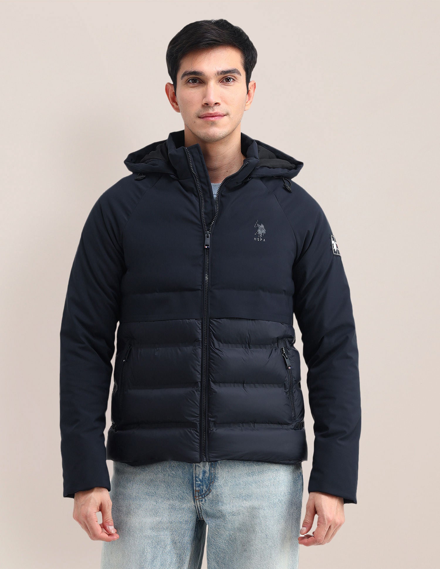 Solid Hooded Puffer Jacket Dark Navy - U.S. POLO ASSN. | Large