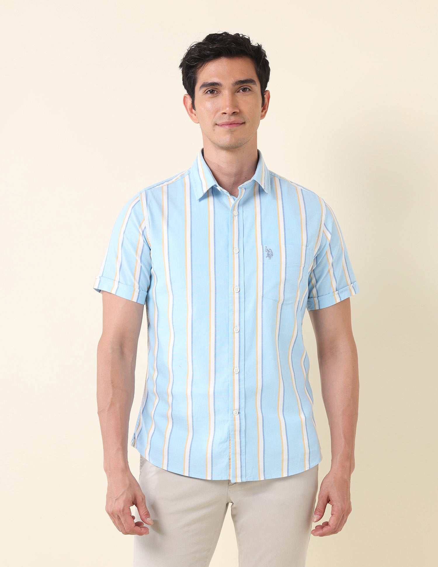 Tailored Fit Vertical Striped Shirt Blue - U.S. Polo Assn. India | Large