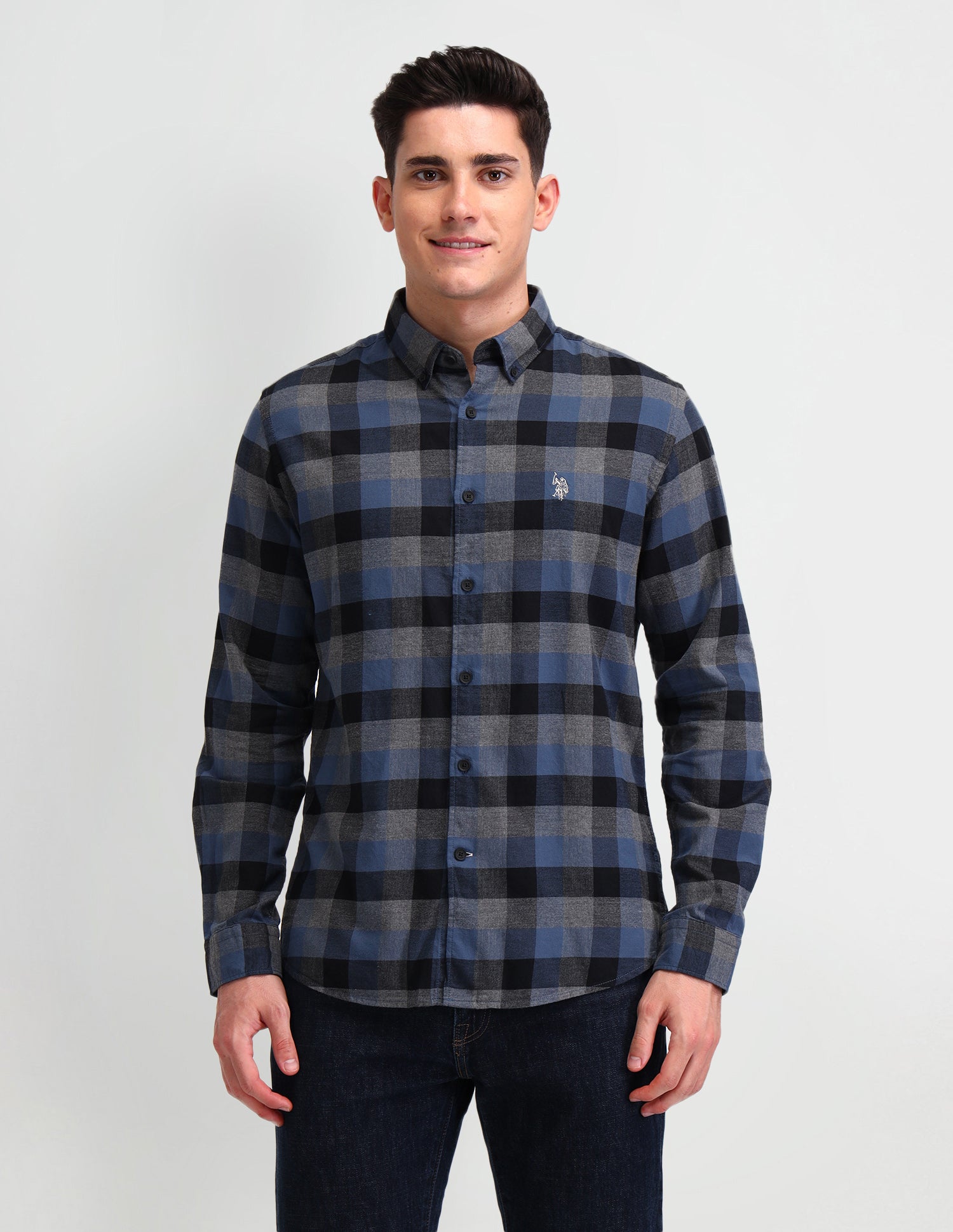 Buffalo Checked Slim Fit Shirt Blue - U.S. Polo Assn. India | Large