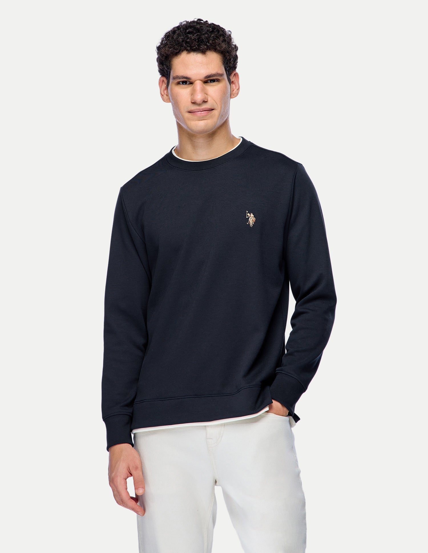 Solid Regular Fit Sweatshirt Navy - U.S. Polo Assn. India | Large