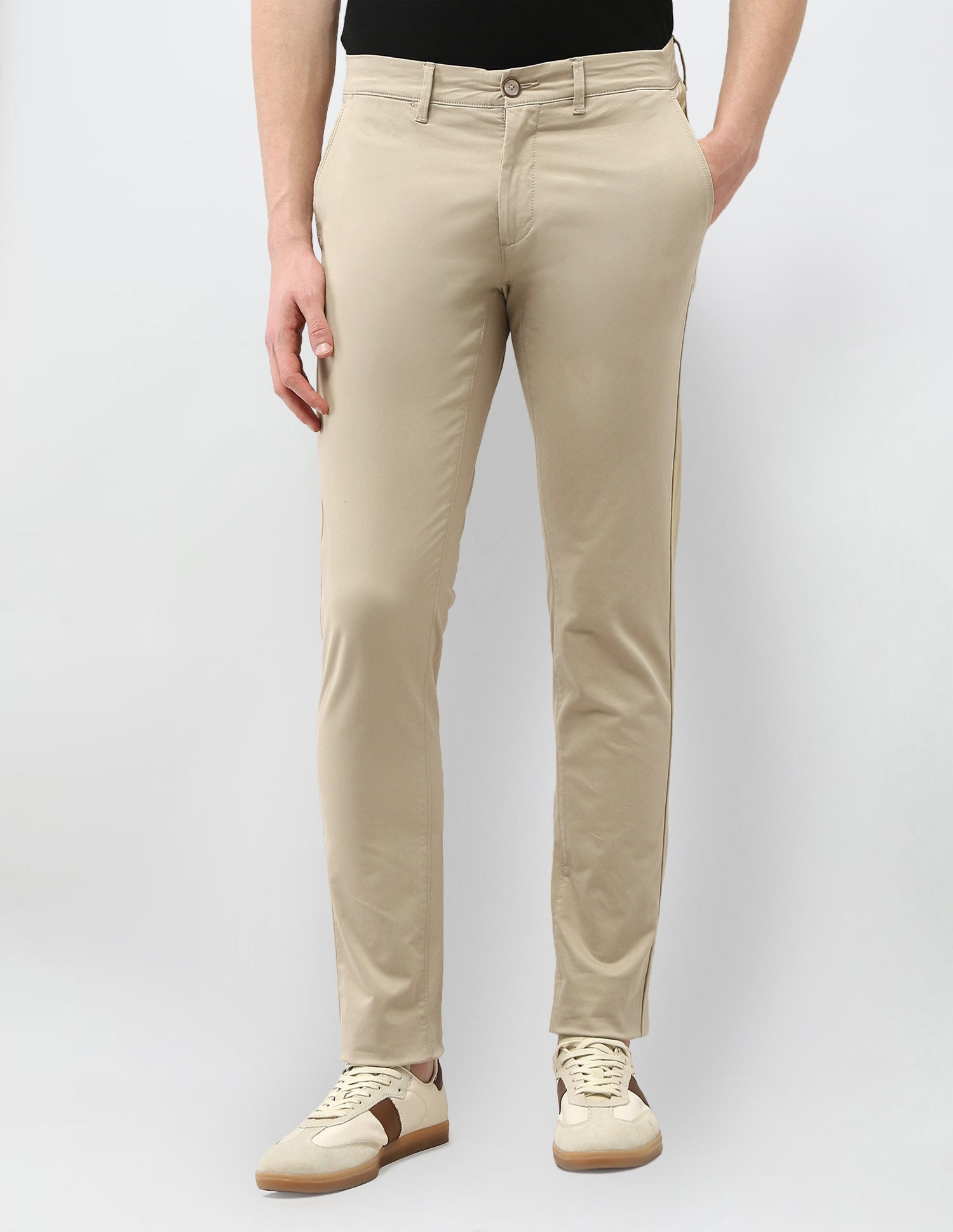 Austin Slim Fit Satin Trousers Light Khaki - U.S. Polo Assn. India | Large
