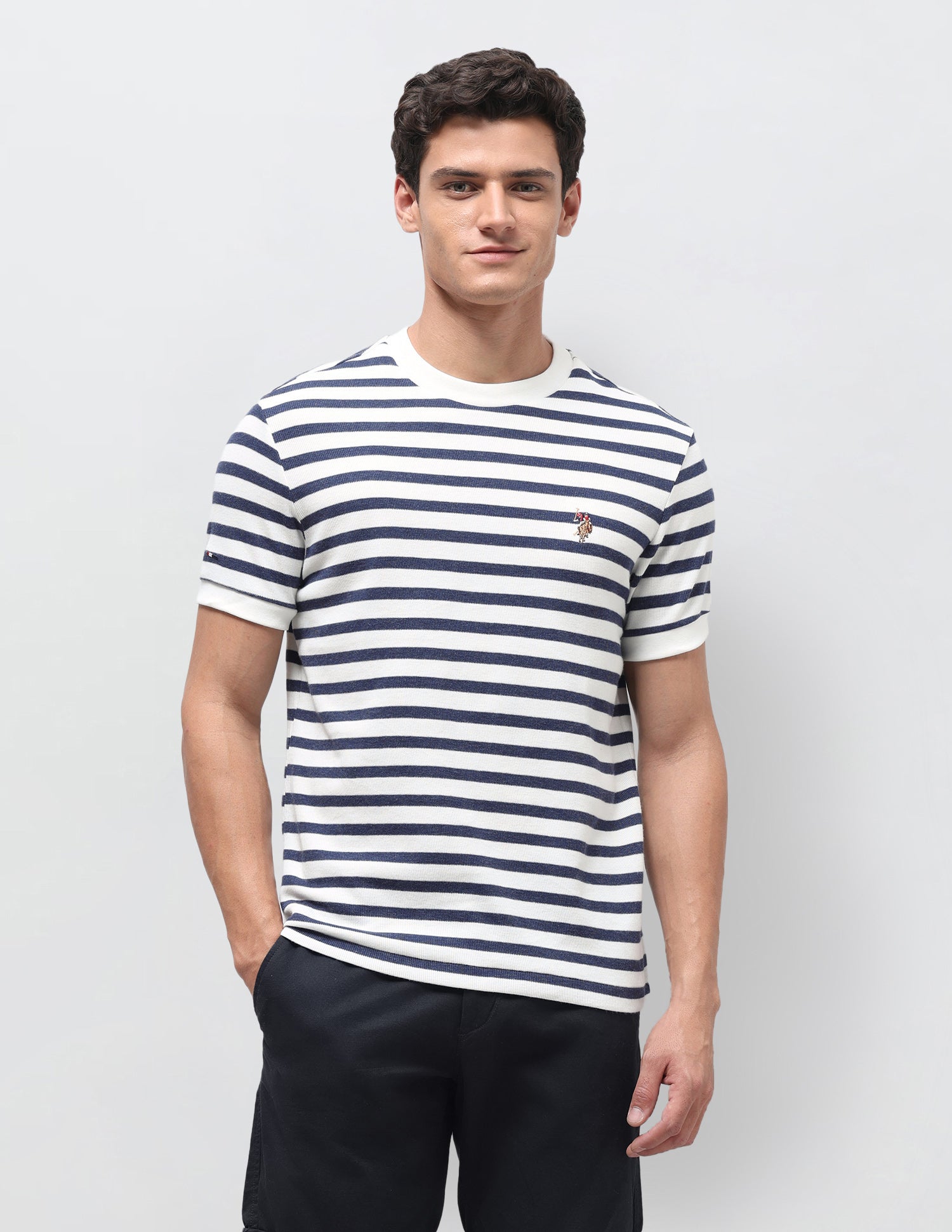 Horizontal Striped Slim Fit T-Shirt Navy - U.S. Polo Assn. India | Large