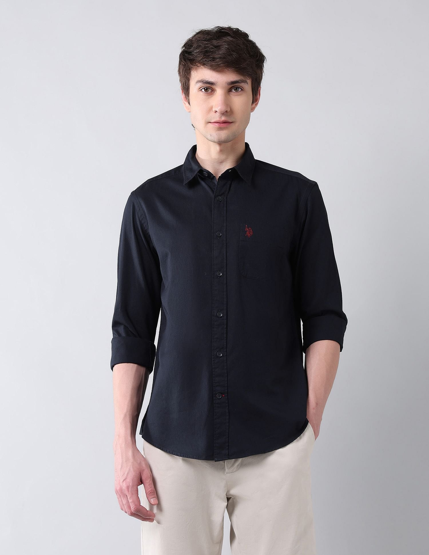 Pure Cotton Twill Shirt Navy - U.S. Polo Assn. India | Large