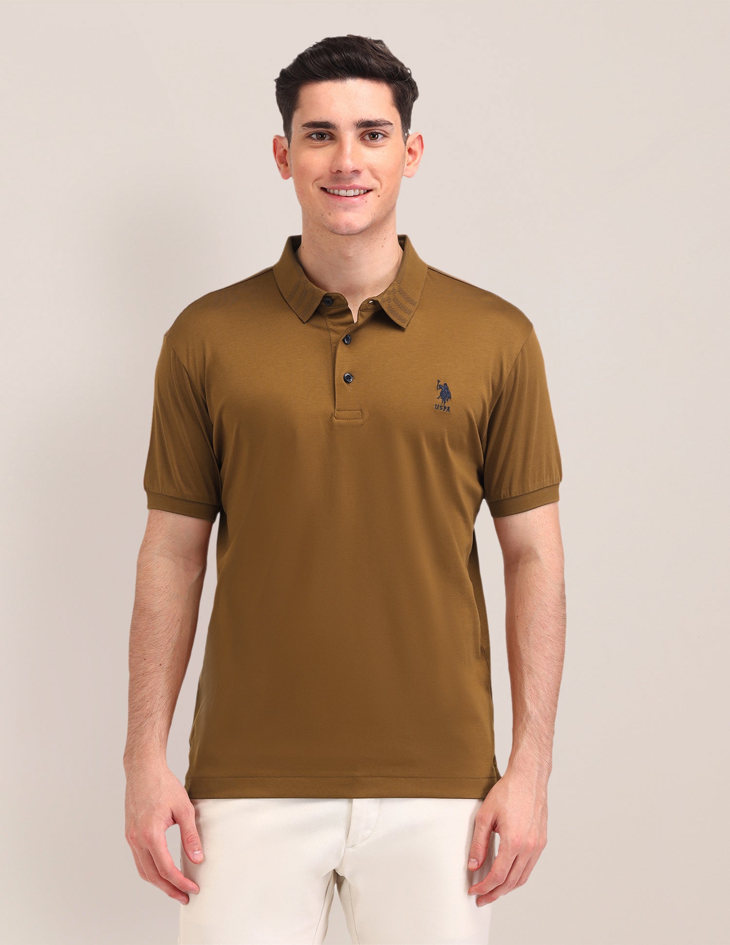 Slim Fit Cotton Polo Shirt Gold - U.S. Polo Assn. India | Large
