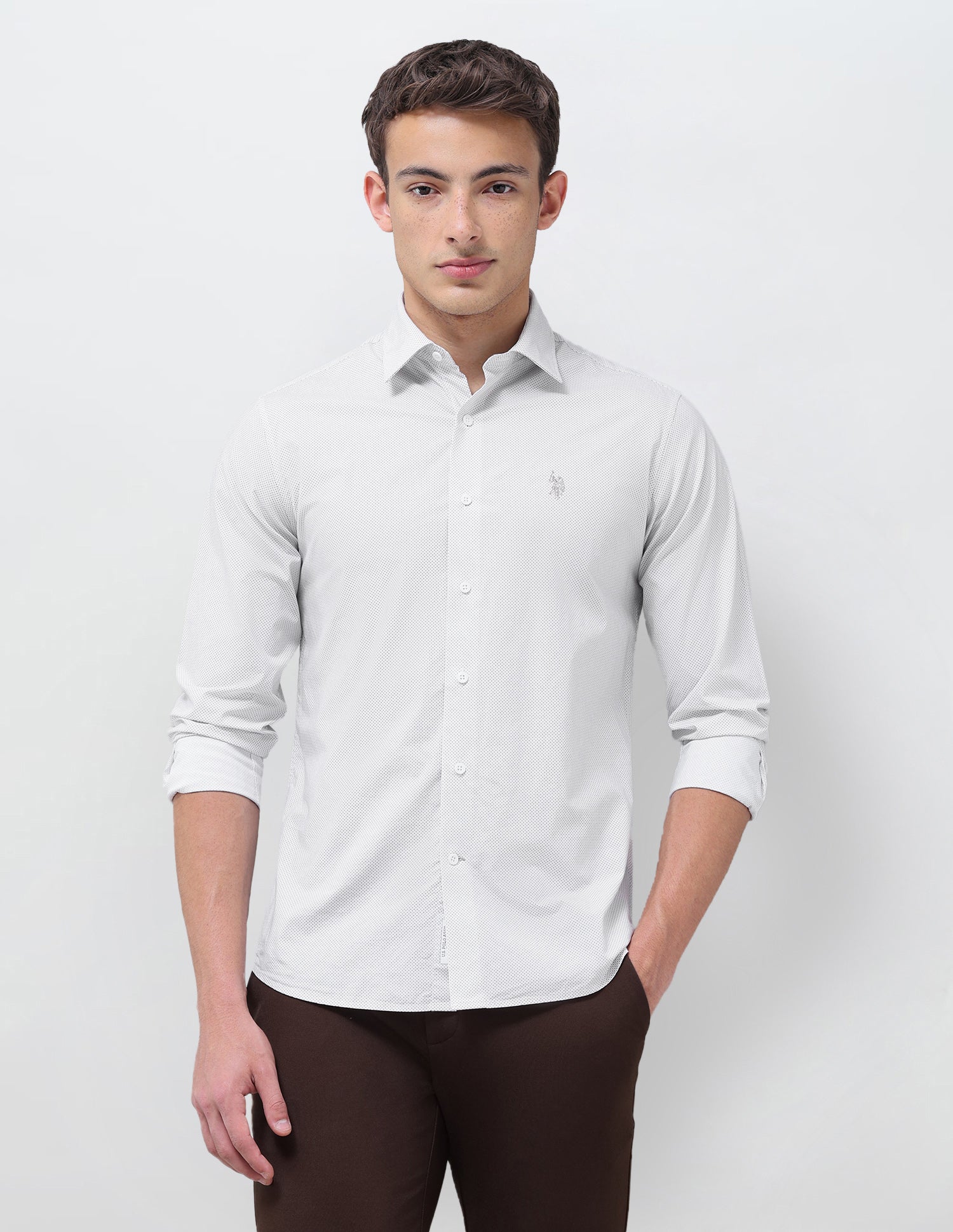 Geometric Printed Regular Fit Shirt Grey - U.S. Polo Assn. India | Large