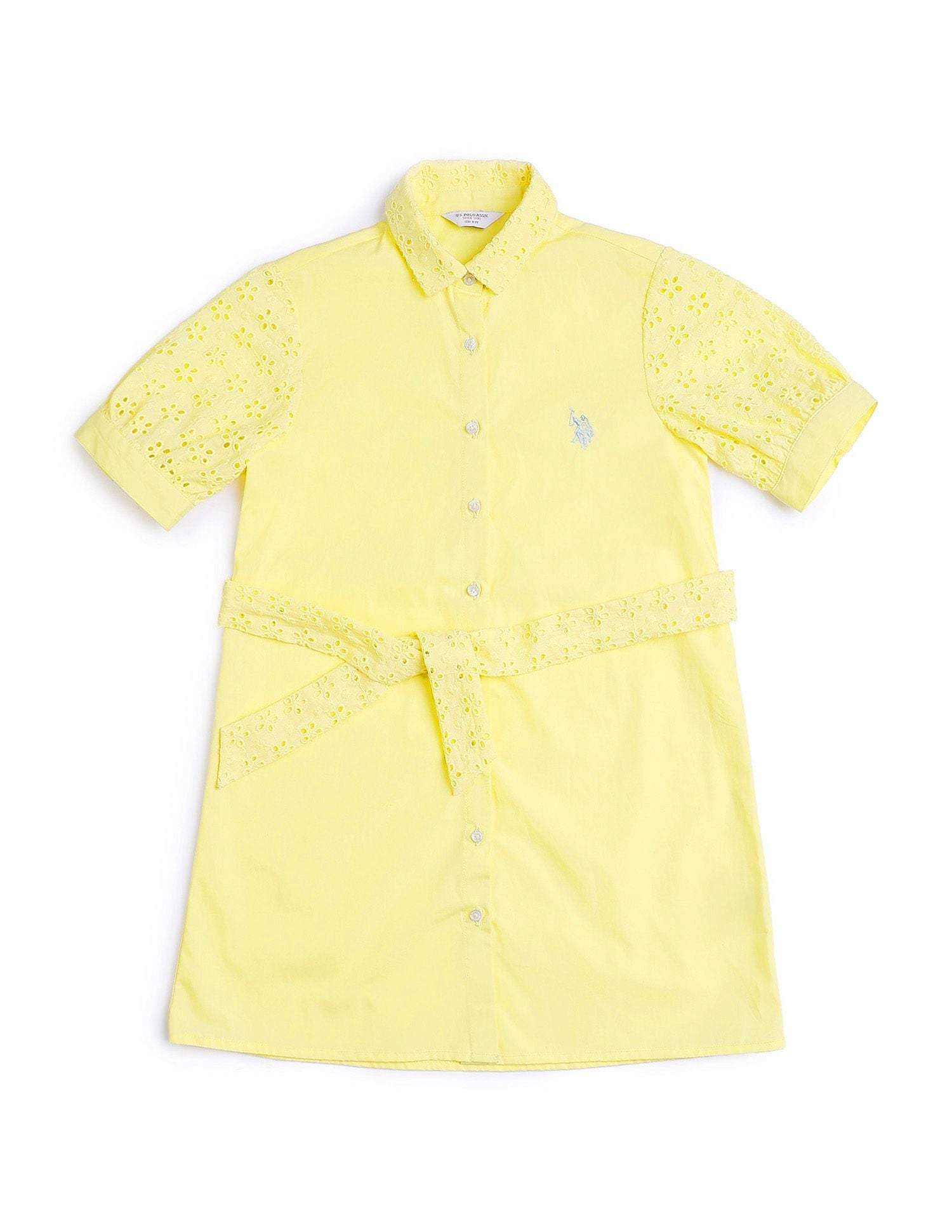 Girls Schiffli Shirt Dress Yellow - U.S. POLO ASSN. | Large