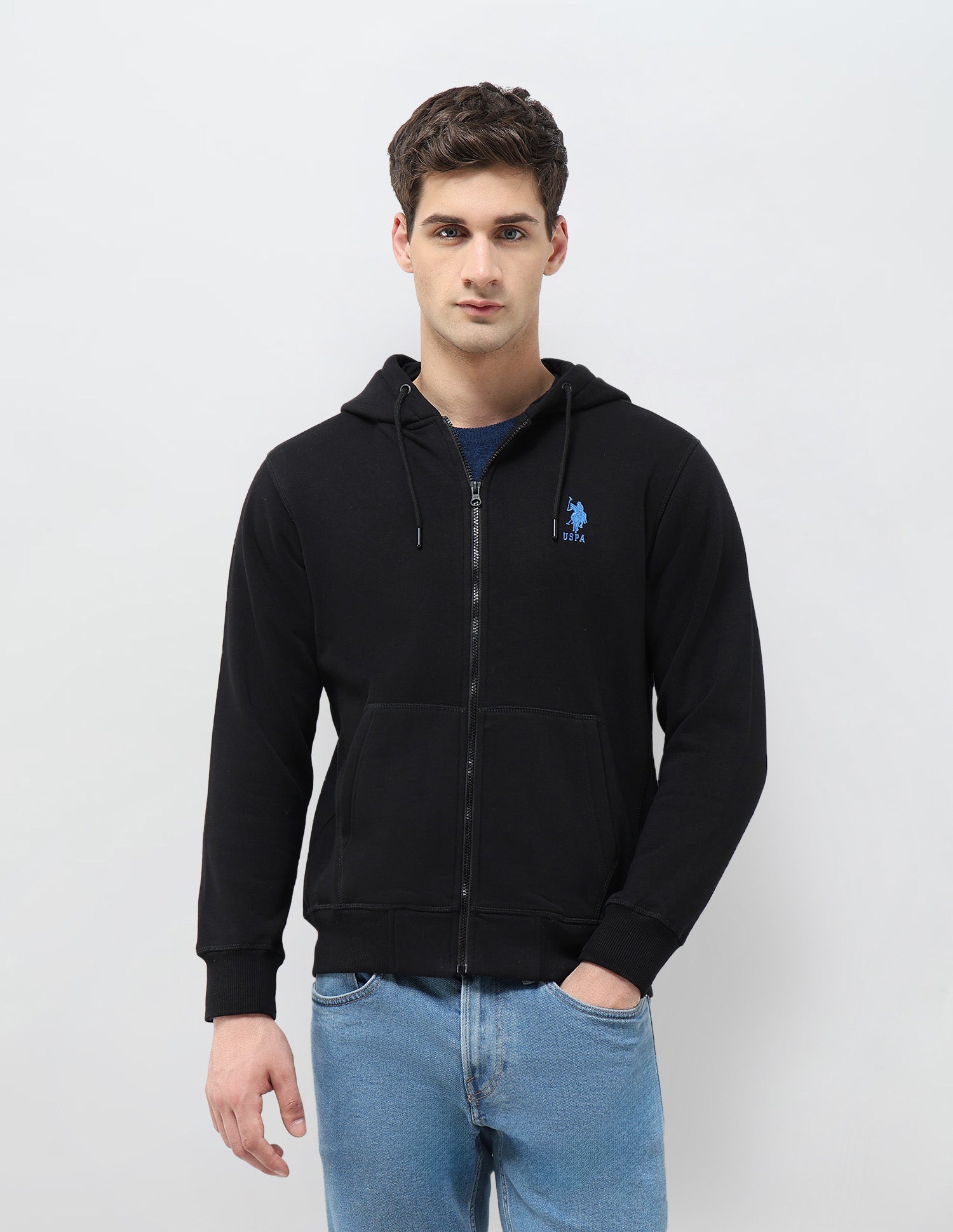 Solid Regular Fit Sweatshirt Black - U.S. POLO ASSN. | Large