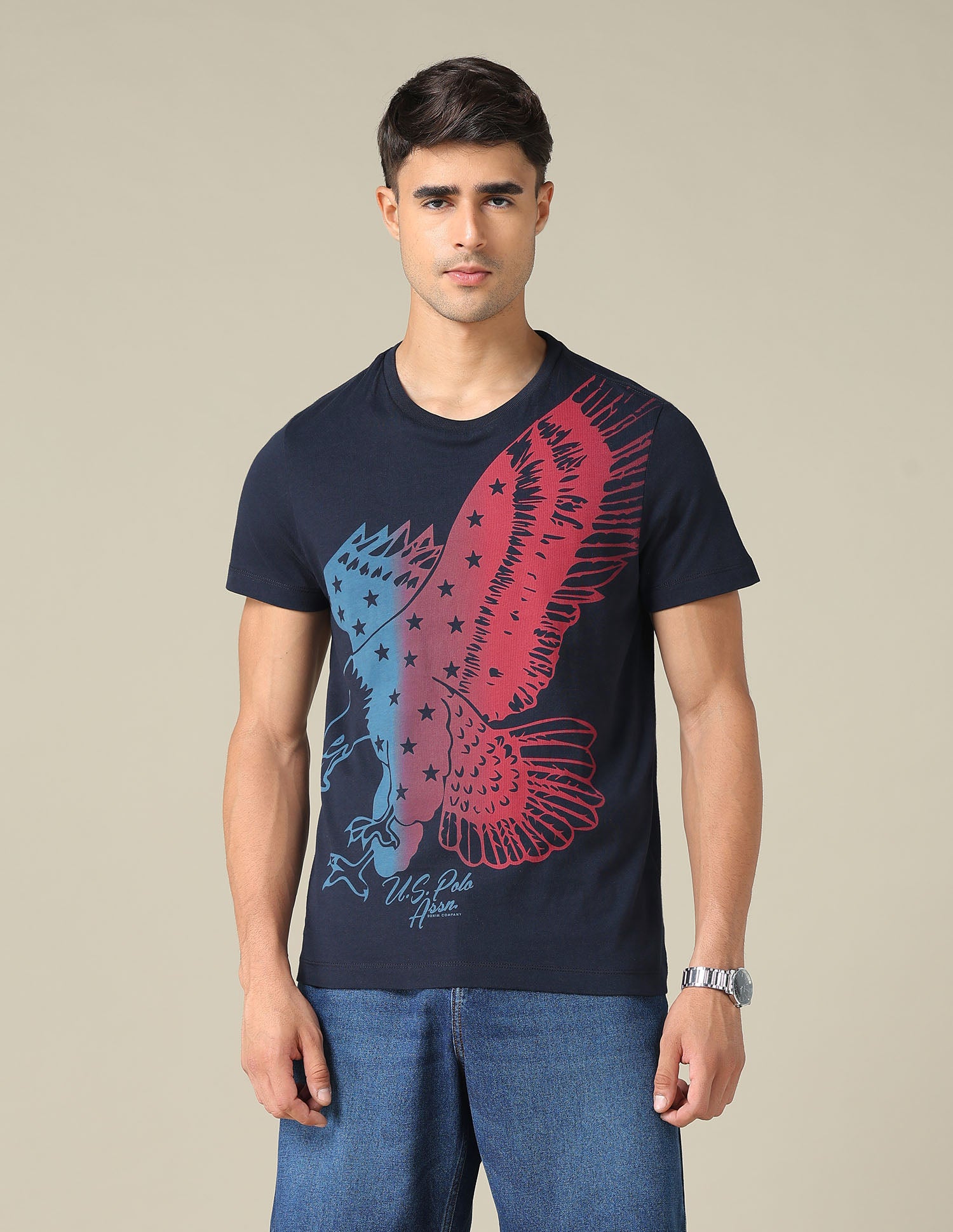 Graphic Printed Muscle Fit T-Shirt Navy - U.S. POLO ASSN. | Large