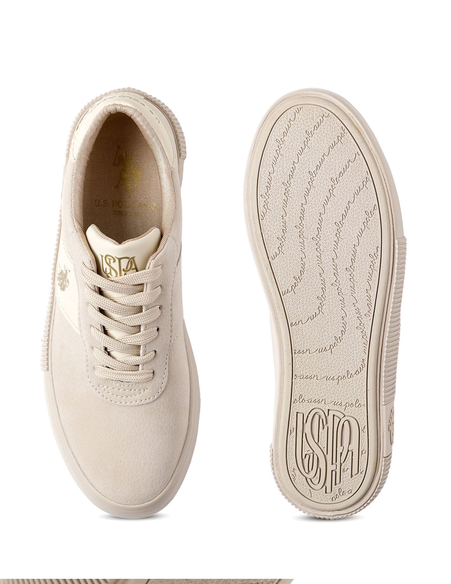 U.S. Polo Assn. Women Cordela 3.0 Round Toe Lace-Ups Sneakers Beige - U.S. POLO ASSN. | Large