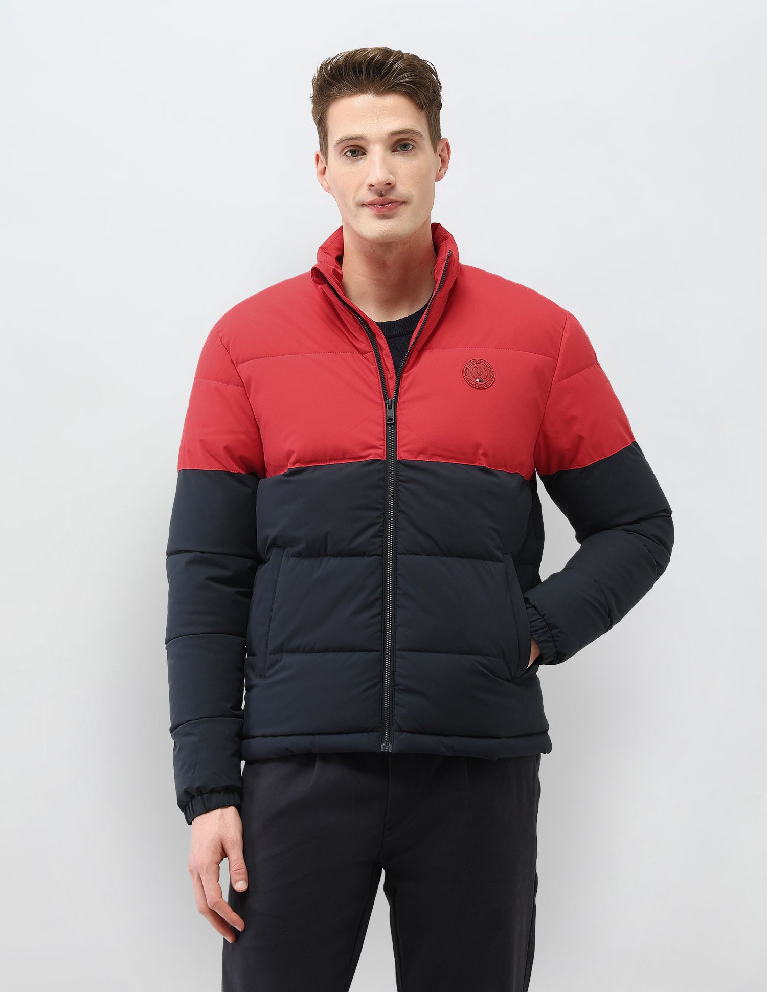 Colour Blocked Regular Fit Puffer Jacket Navy - U.S. Polo Assn. India | Large
