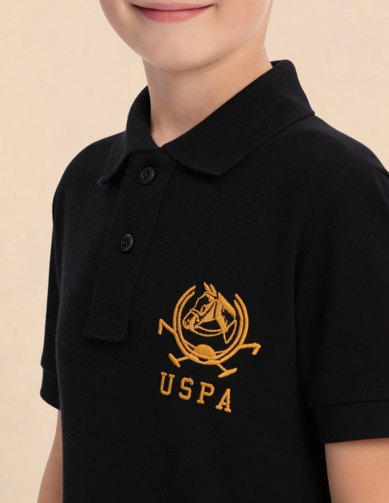 Boys Pure Cotton Polo Shirt Black - U.S. Polo Assn. India | Large