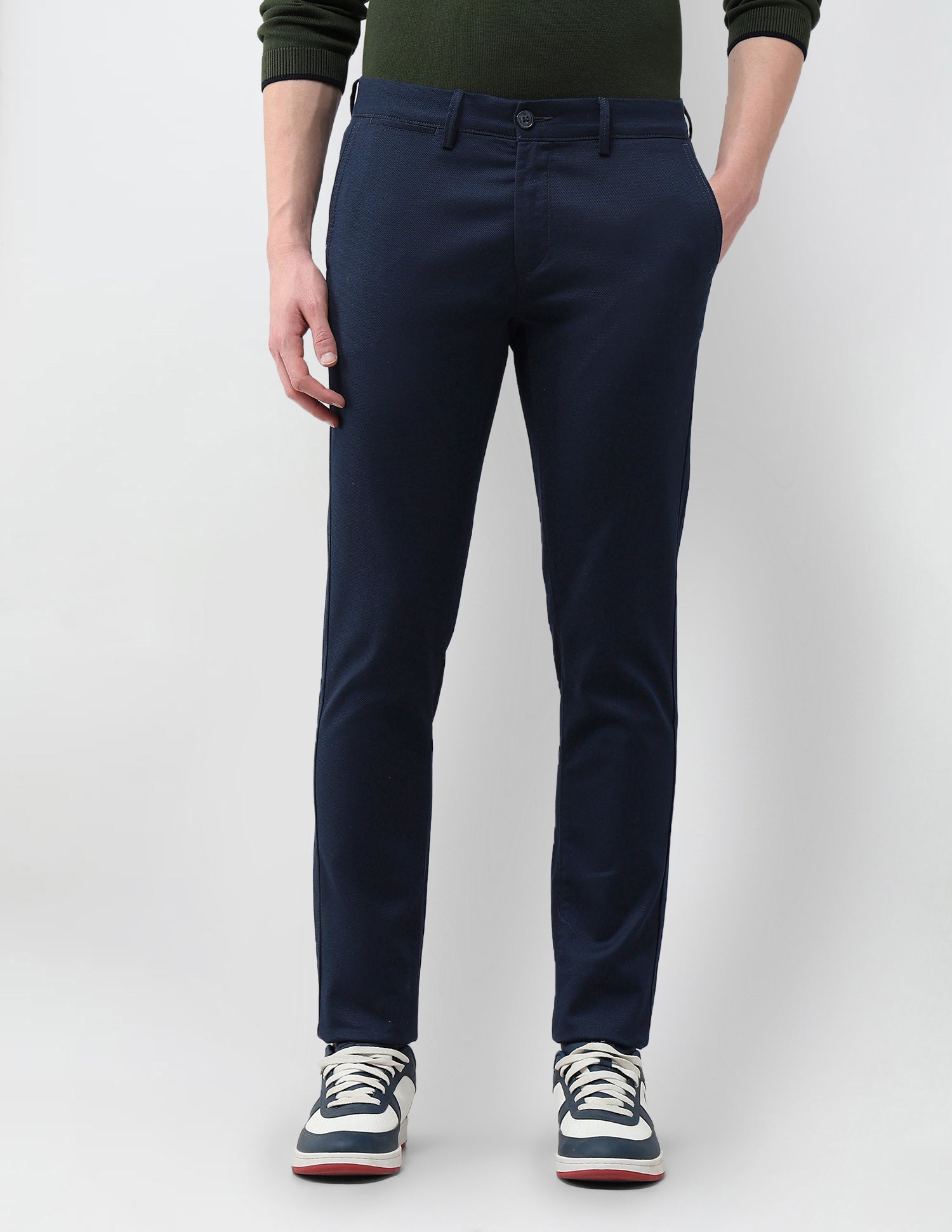 Austin Slim Fit Textured Trousers Navy - U.S. Polo Assn. India | Large