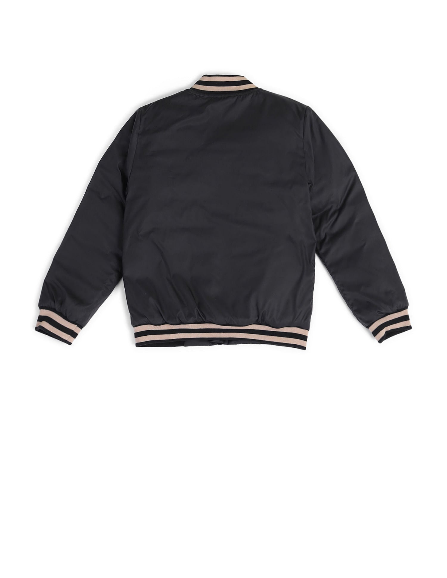 Boys Regular Fit Solid Bomber Jacket Black - U.S. POLO ASSN. | Large