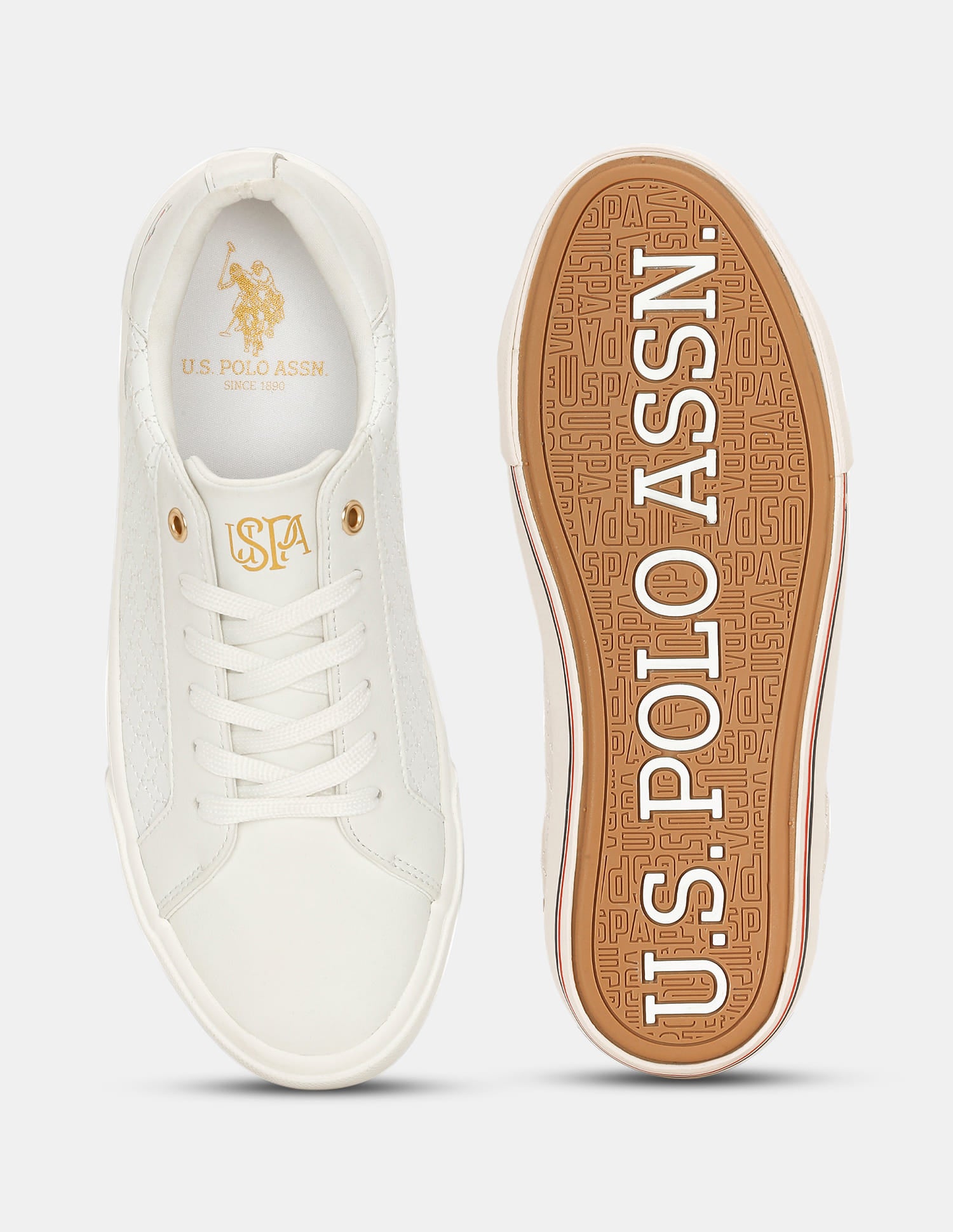 Heidi 2.0 White Quilting Detail Sneakers Shoes White - U.S. Polo Assn. India | Large