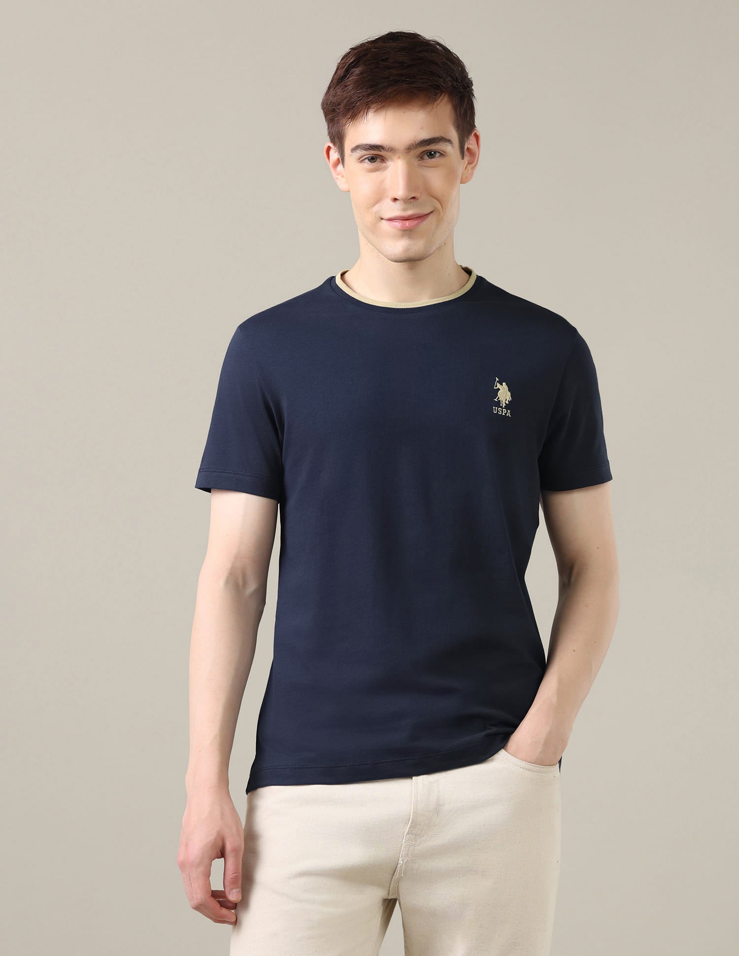Solid Regular Fit T-Shirt Blue - U.S. Polo Assn. India | Large