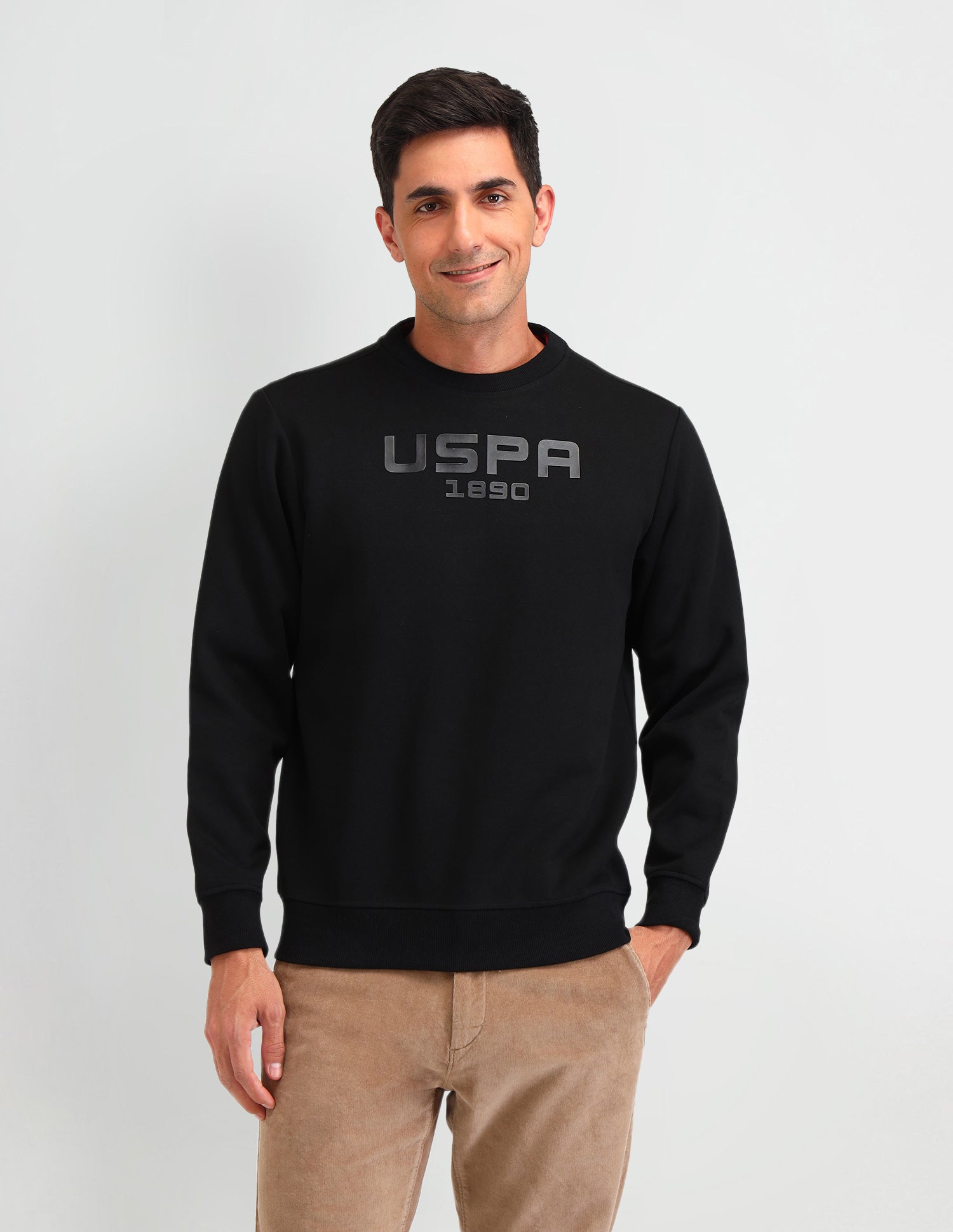 Graphic Printed Regular Fit Sweatshirt Black - U.S. Polo Assn. India | Large