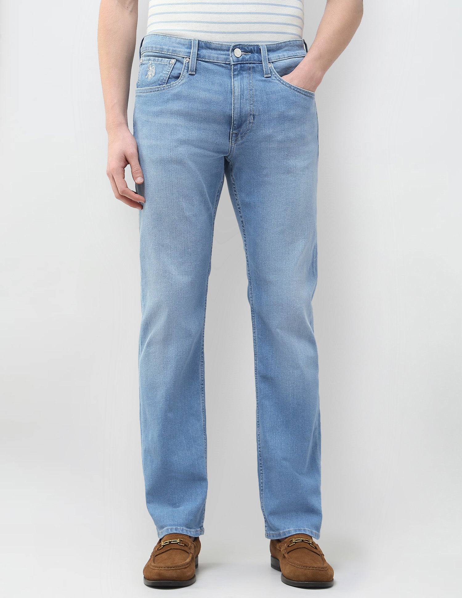 Whiskered Harold Slim Straight Fit Jeans Tinted Wash - U.S. Polo Assn. India | Large