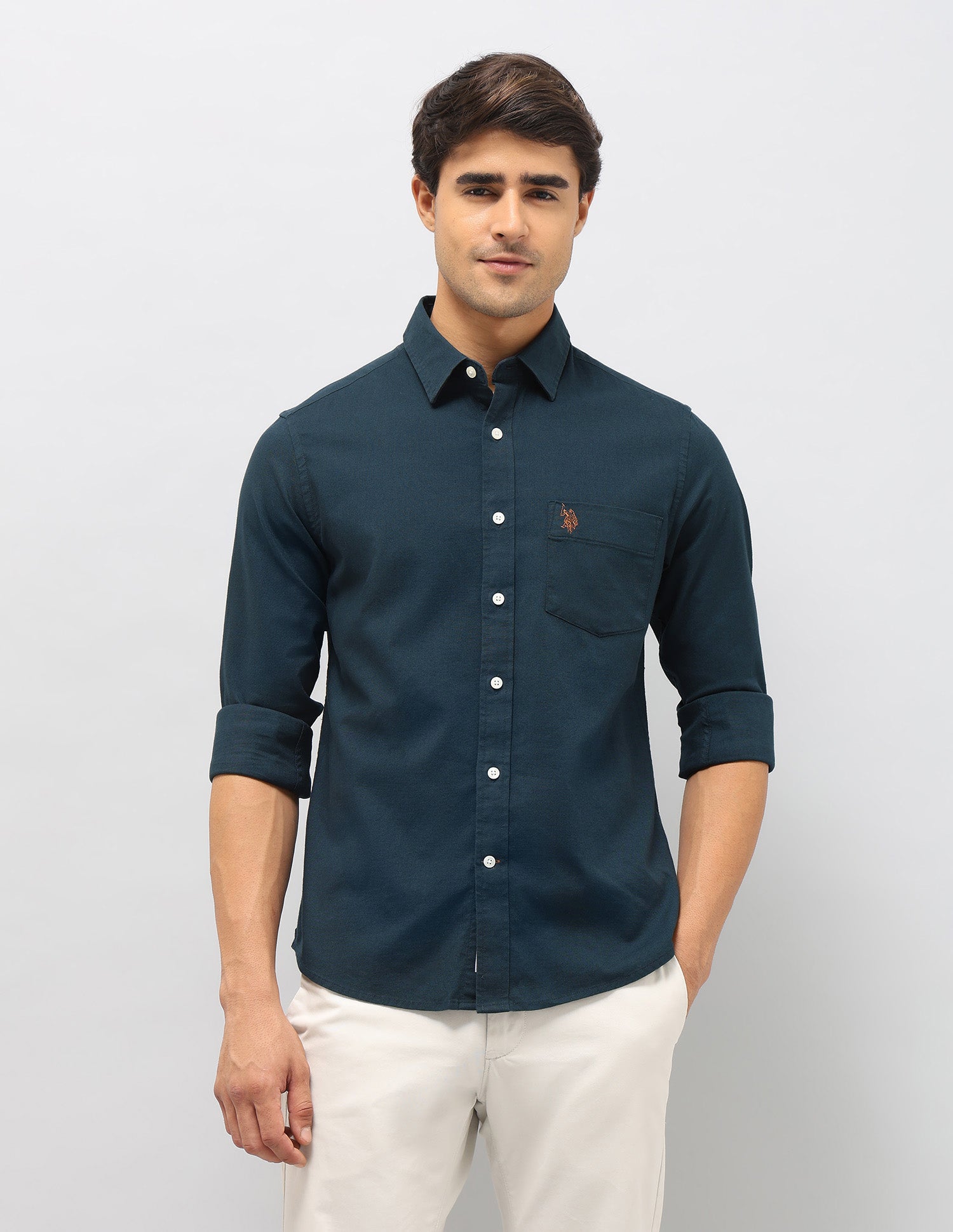 Tailored Fit Oxford Shirt Teal - U.S. Polo Assn. India | Large