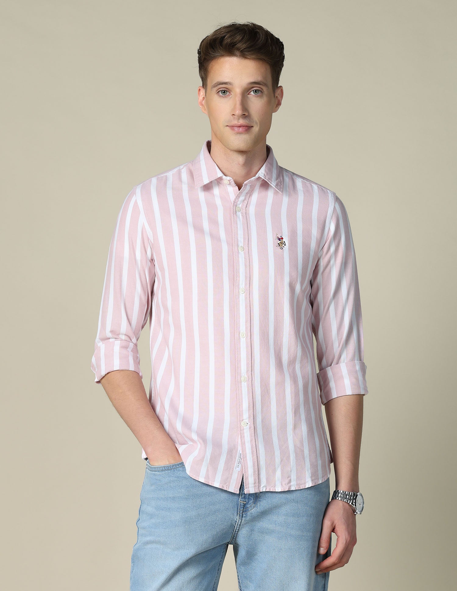 Tailored Fit Oxford Shirt Pink - U.S. POLO ASSN. | Large