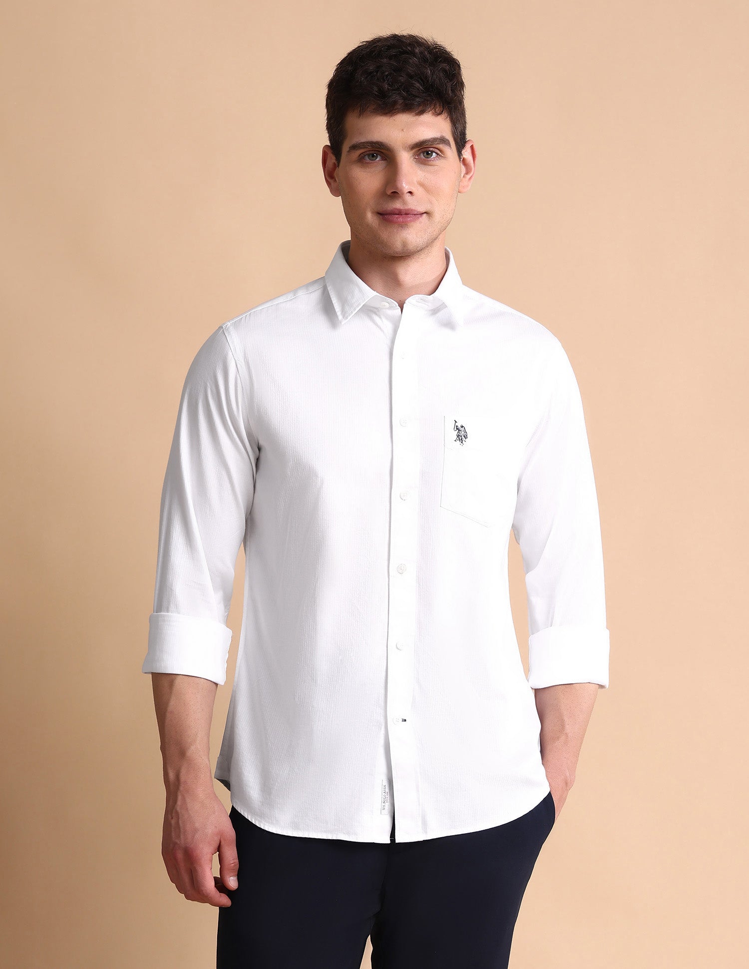 Pure Cotton Tailored Fit Shirt White - U.S. POLO ASSN. | Large