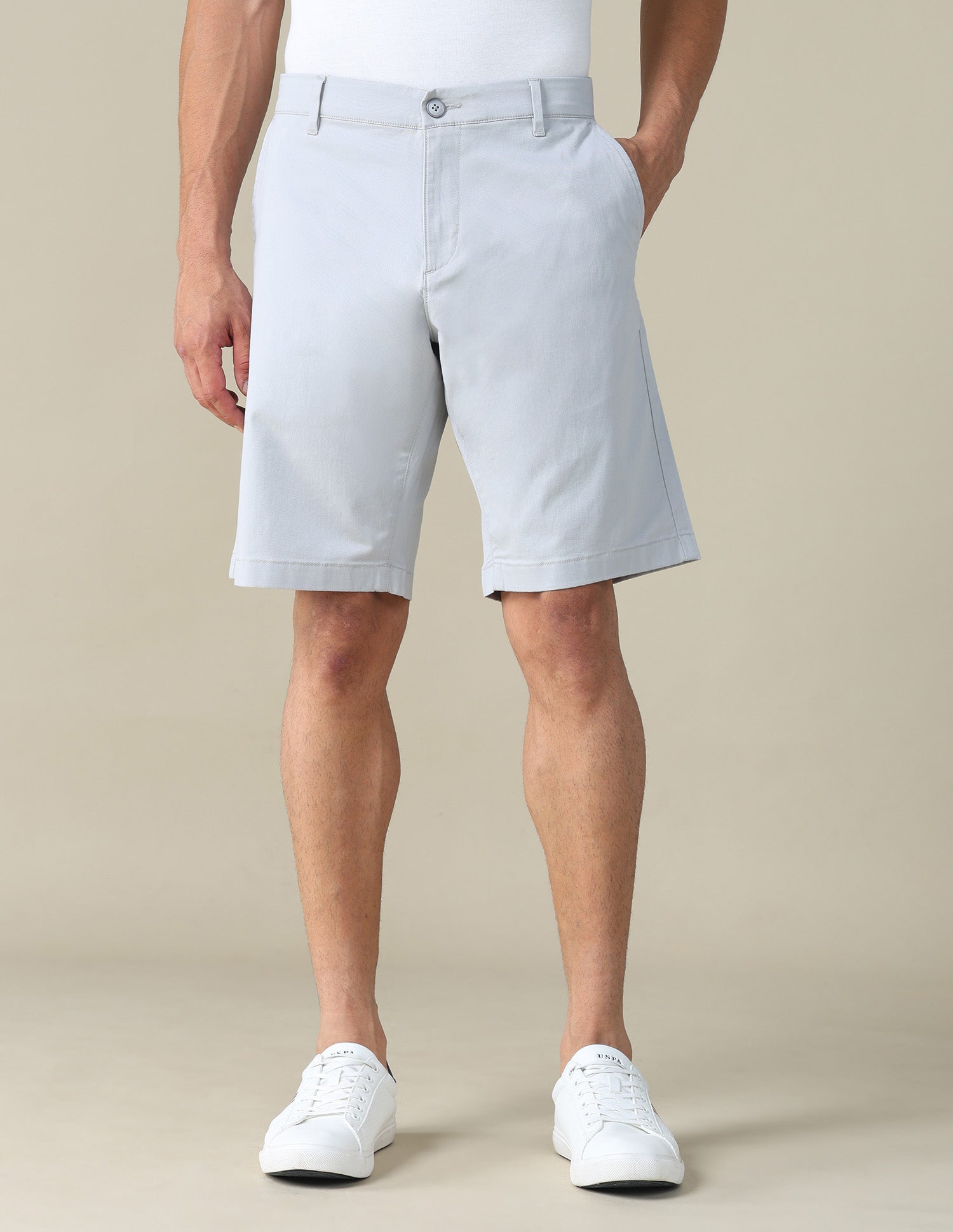 Solid Slim Fit Shorts Light Grey - U.S. POLO ASSN. | Large