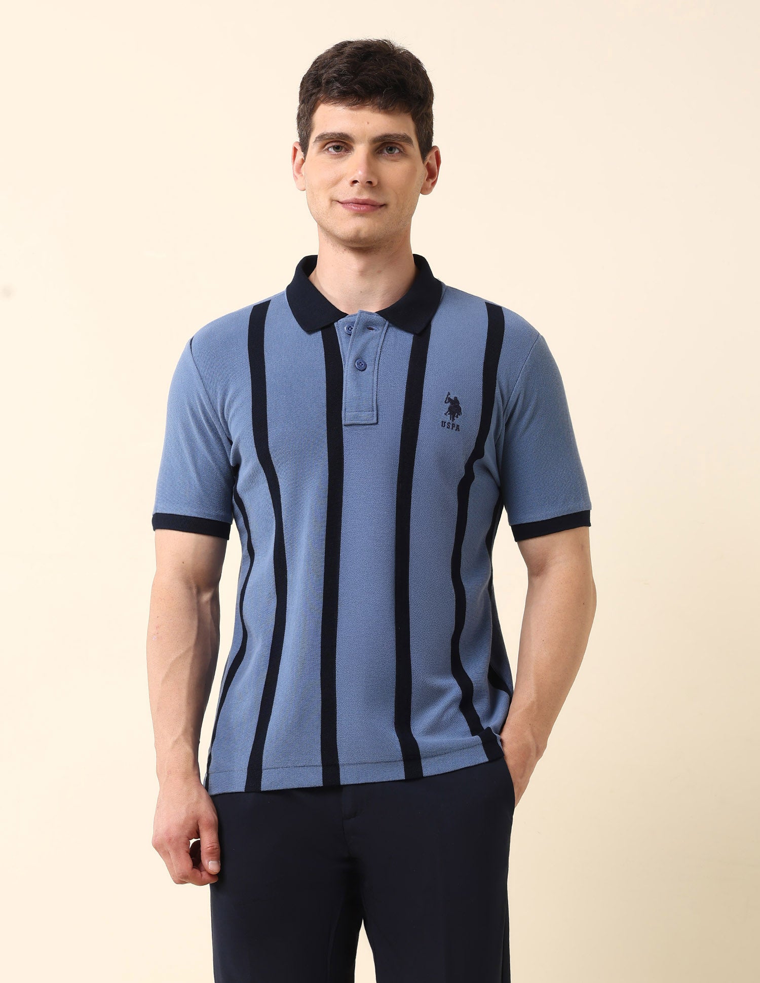 Vertical Striped Classic Polo Shirt Blue - U.S. Polo Assn. India | Large
