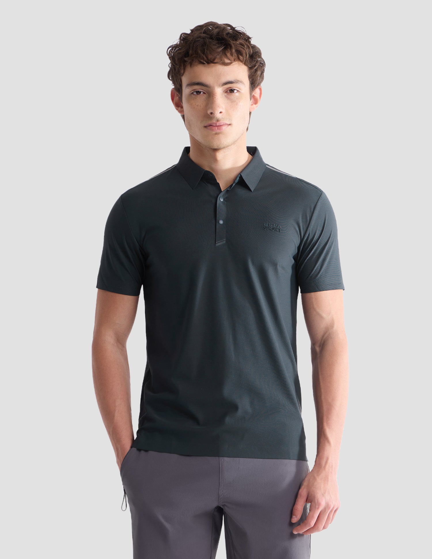 Solid Slim Fit Active Polo Shirt Dark Green - U.S. Polo Assn. India | Large