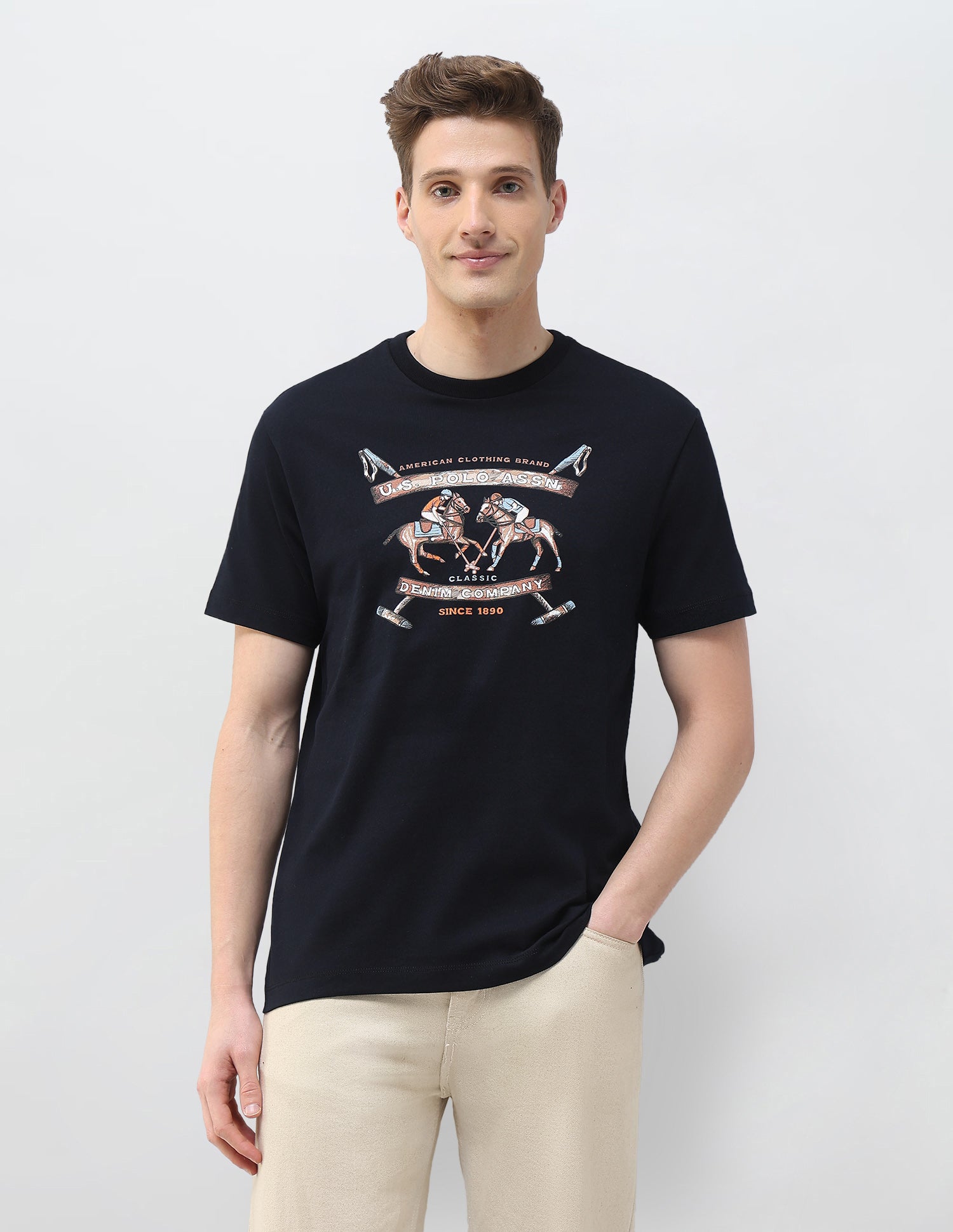 Motel On The Coast Muscle Fit T-Shirt Navy - U.S. Polo Assn. India | Large