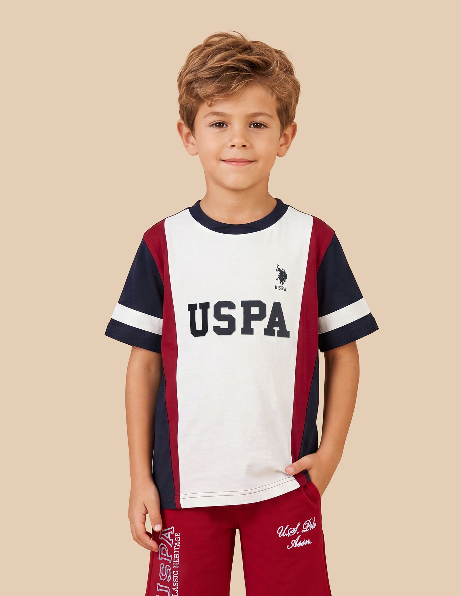 Colour Blocked With Brand Printed Oversized Fit T-Shirt White - U.S. Polo Assn. India | Large