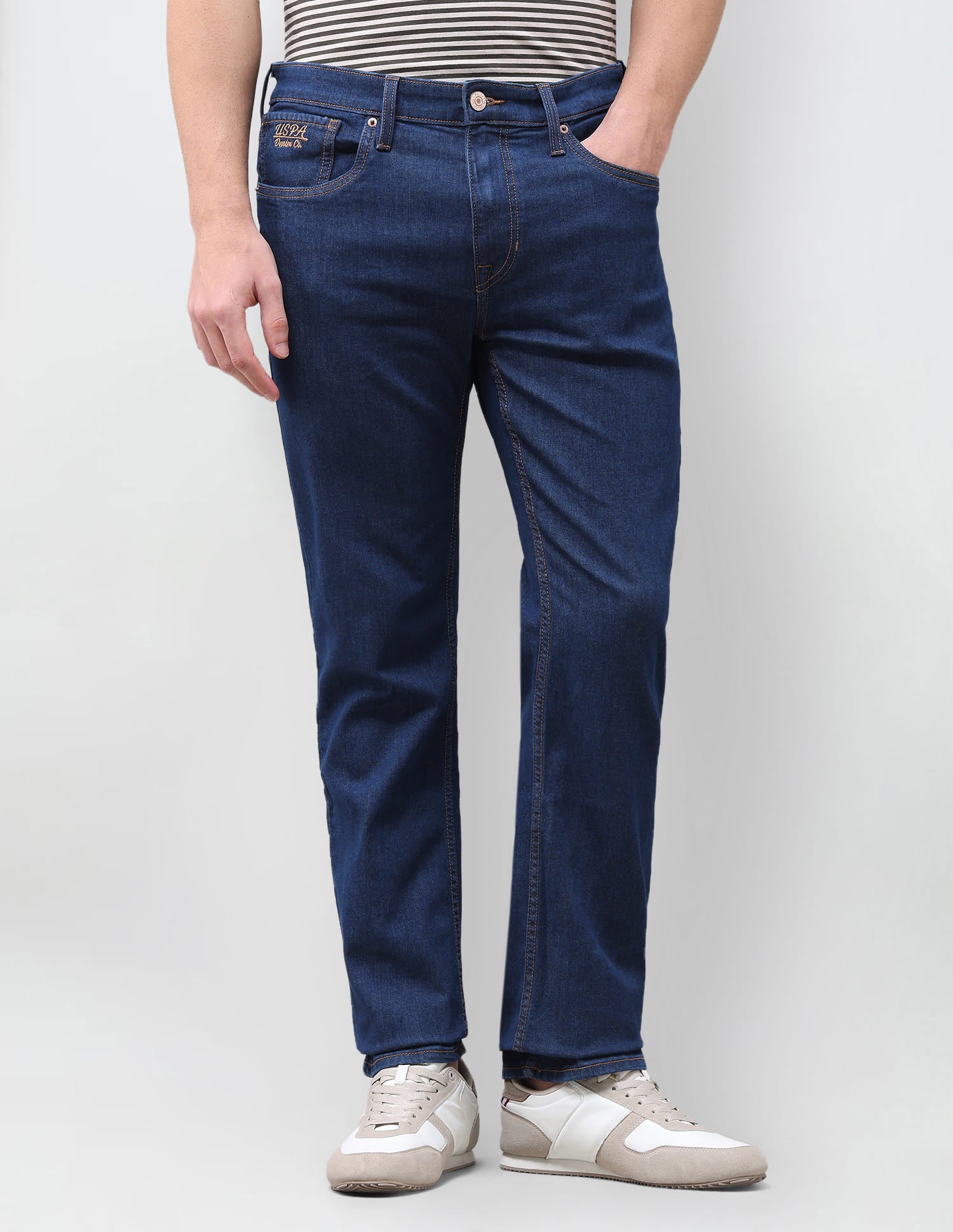 Solid Slim Straight Fit Jeans Blue - U.S. Polo Assn. India | Large