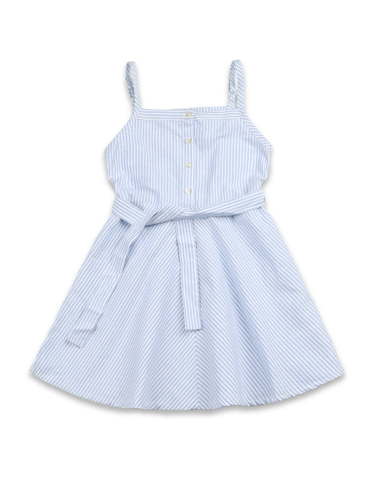 Girls Vertical Striped A-Line Dress Light Blue - U.S. POLO ASSN. | Large