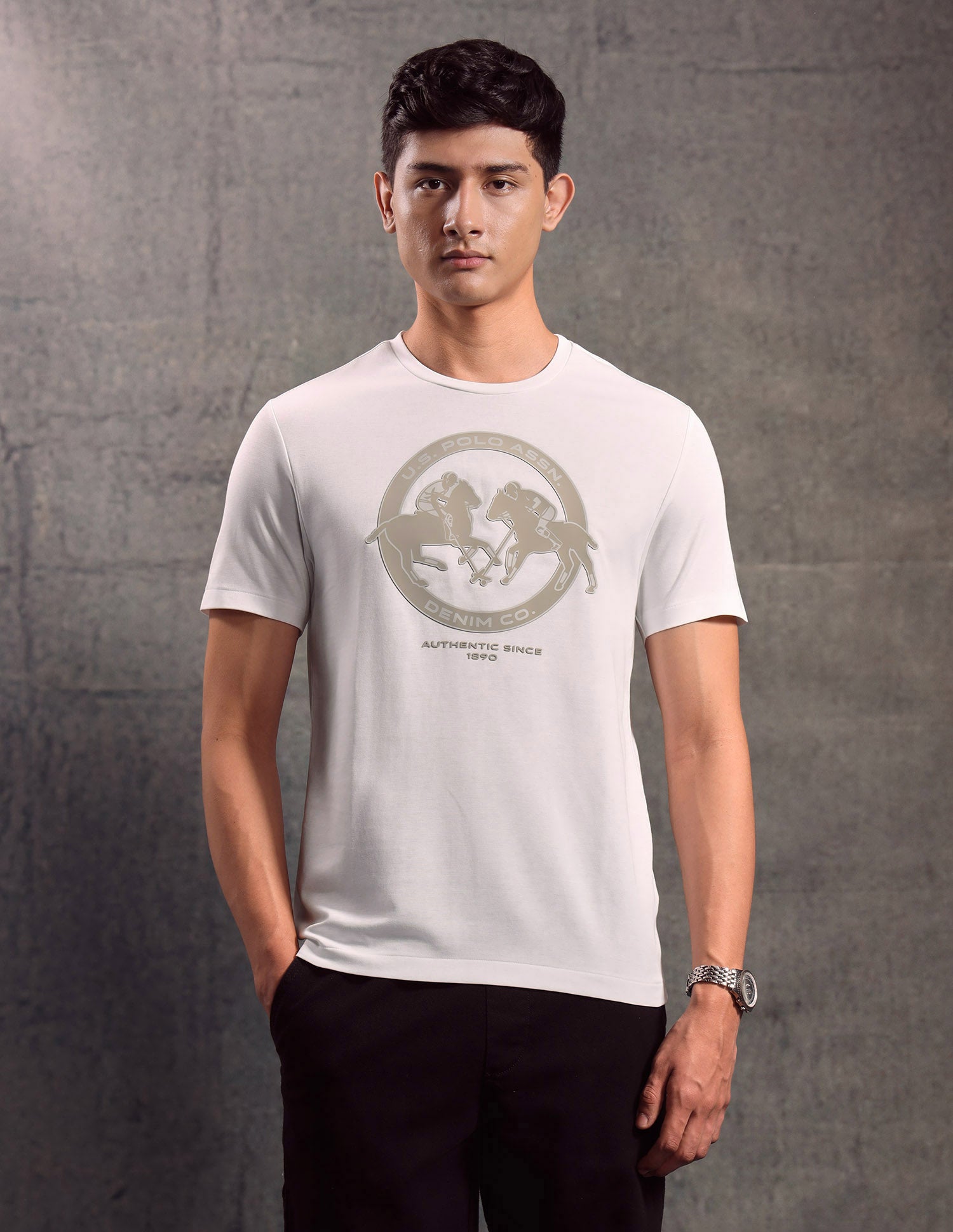 Brand Embossed Regular Fit T-shirt White - U.S. POLO ASSN. | Large