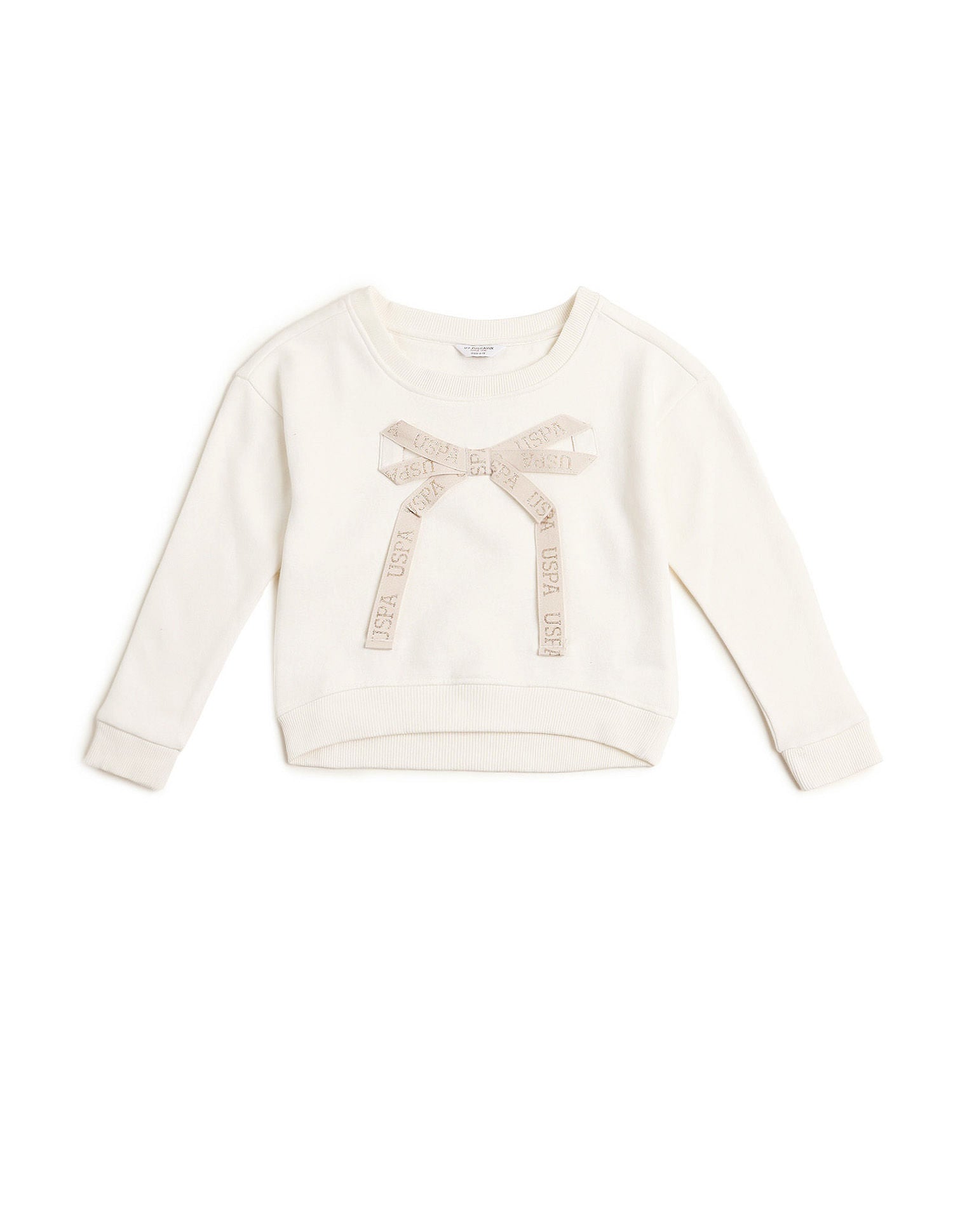 Girls Brand Taped Bow Sweatshirt Off White - U.S. POLO ASSN. | Large