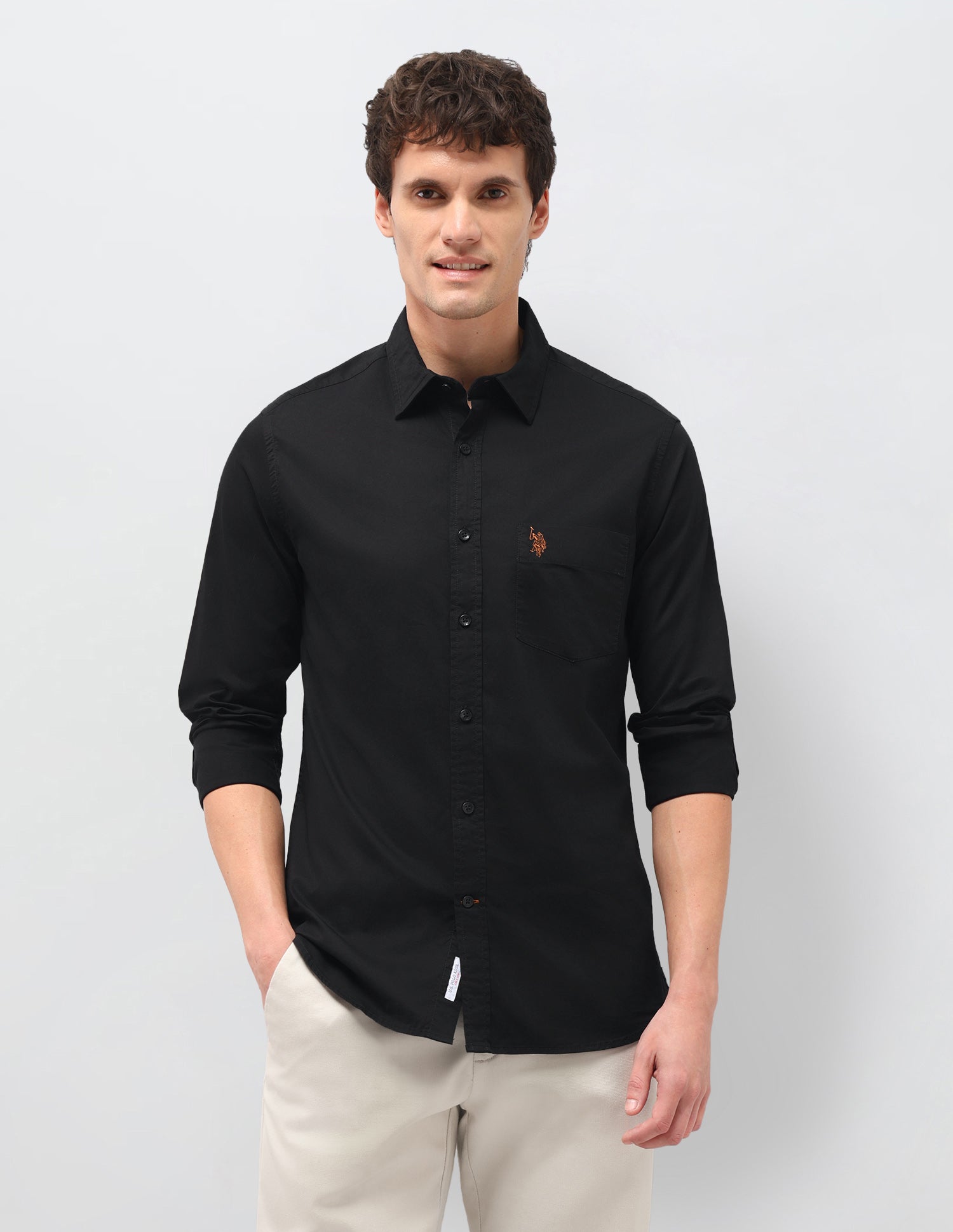 Twill Solid Shirt Black - U.S. Polo Assn. India | Large