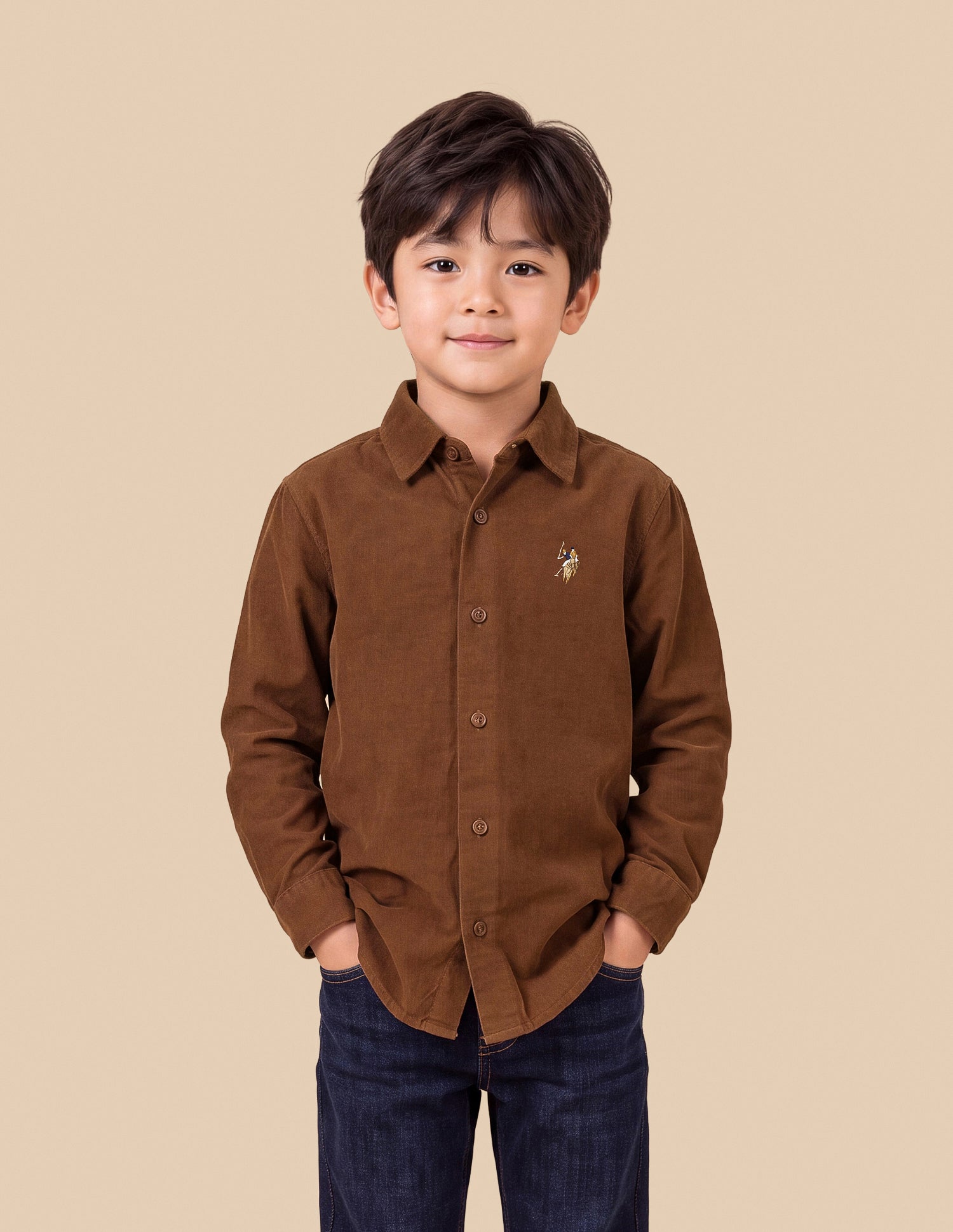 Regular Fit Corduroy Shirt Rust - U.S. Polo Assn. India | Large
