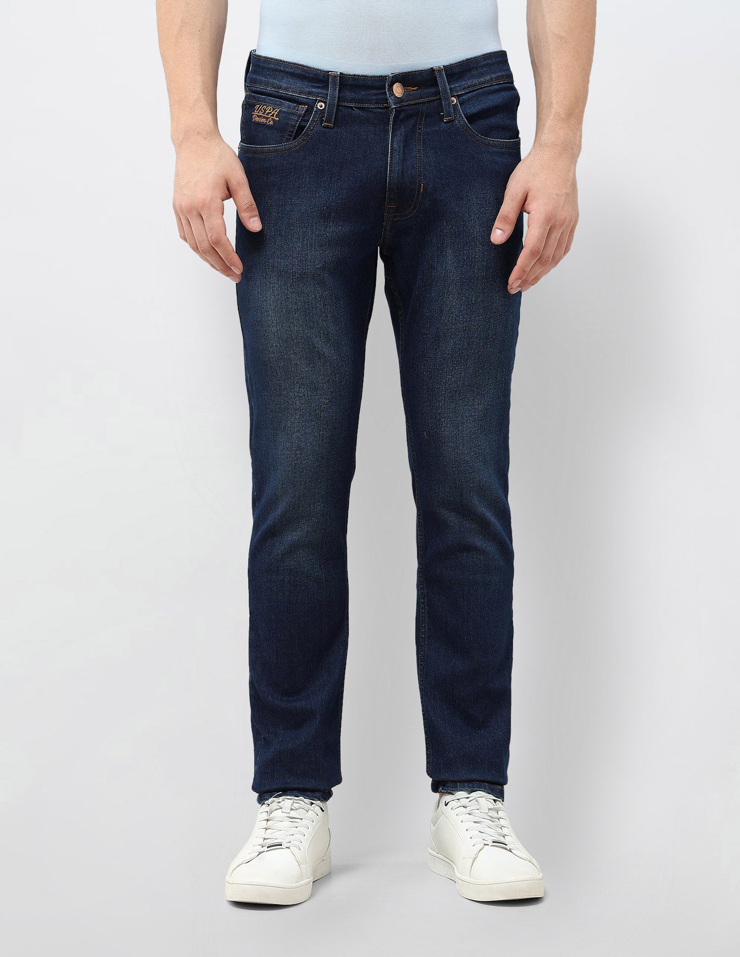 Brandon Slim Tapered Fit Stone Washed Jeans Dark Blue - U.S. POLO ASSN. | Large