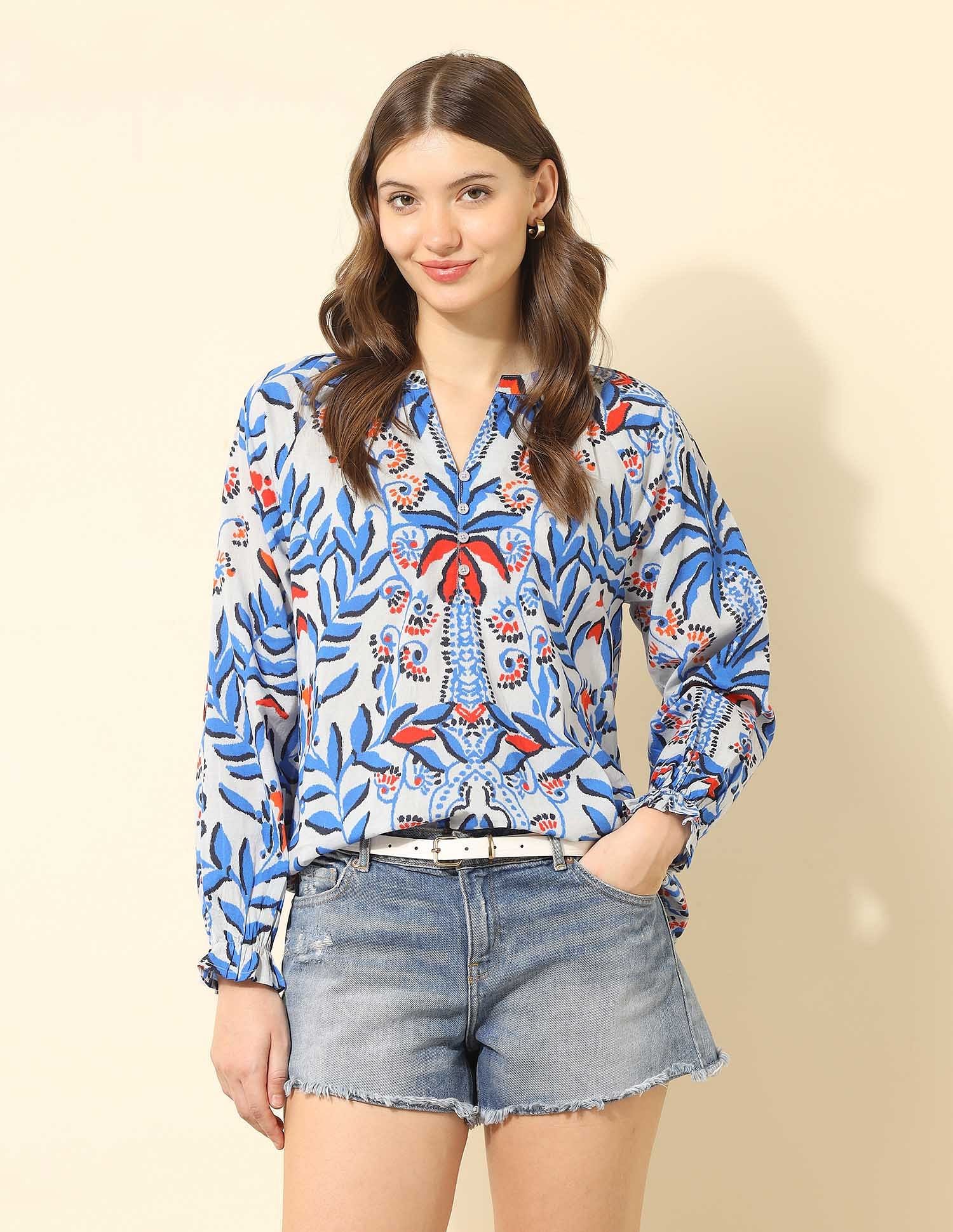 Floral Printed Regular Fit Top Multi-colour - U.S. Polo Assn. India | Large