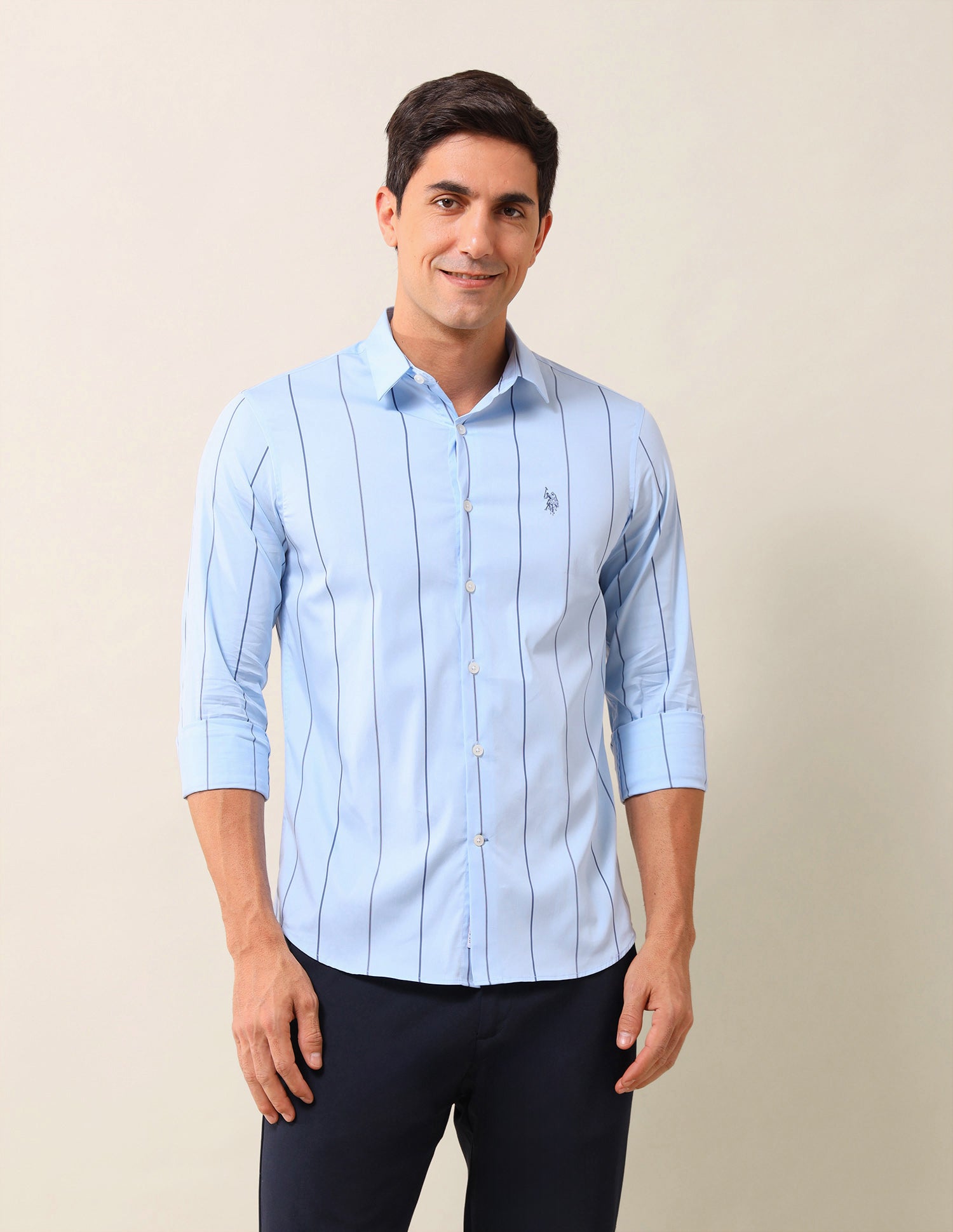 Vertical Striped Tailored Fit Shirt Blue - U.S. Polo Assn. India | Large