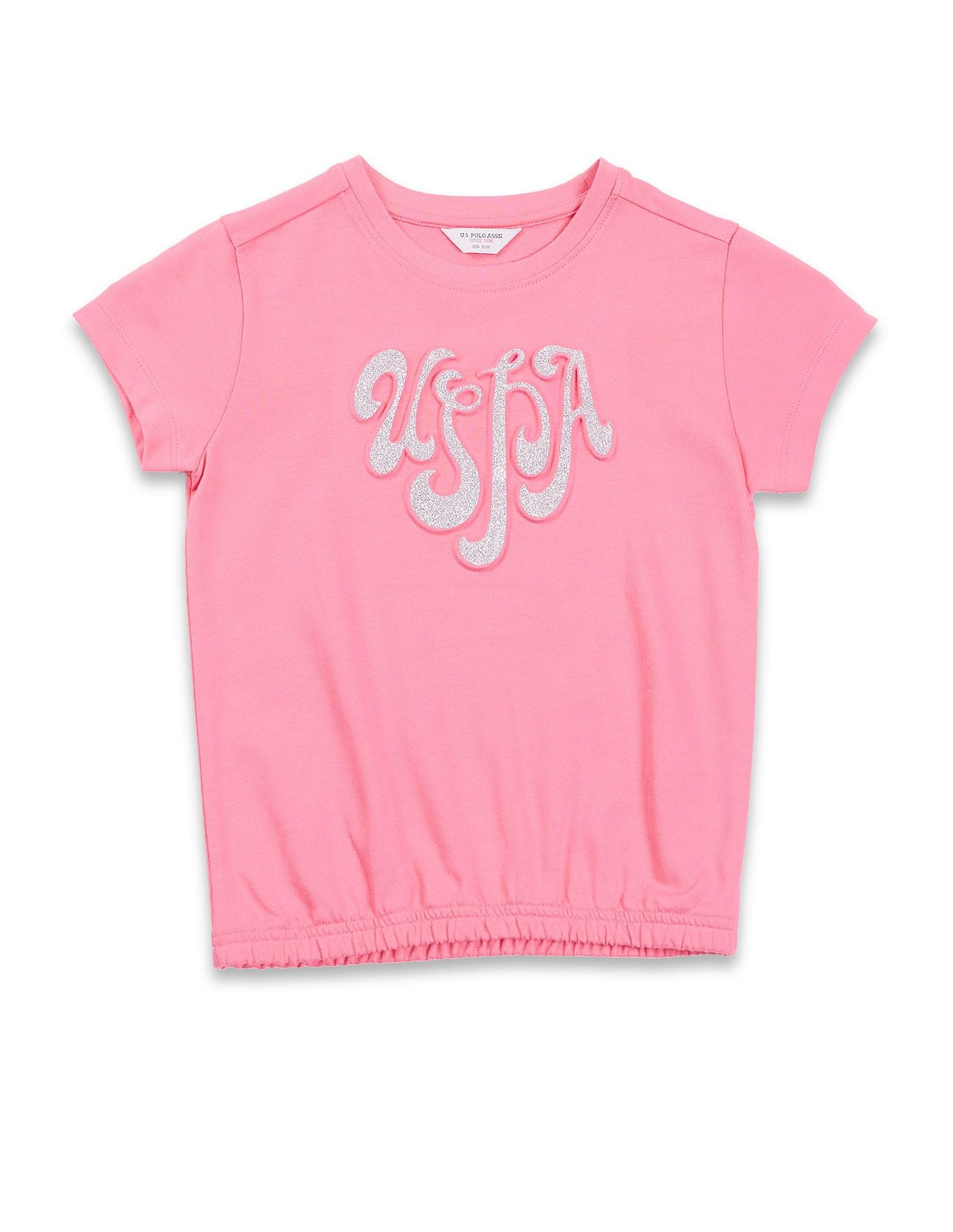 Girls Brand Printed Elasticized T-Shirt Pink - U.S. POLO ASSN. | Large