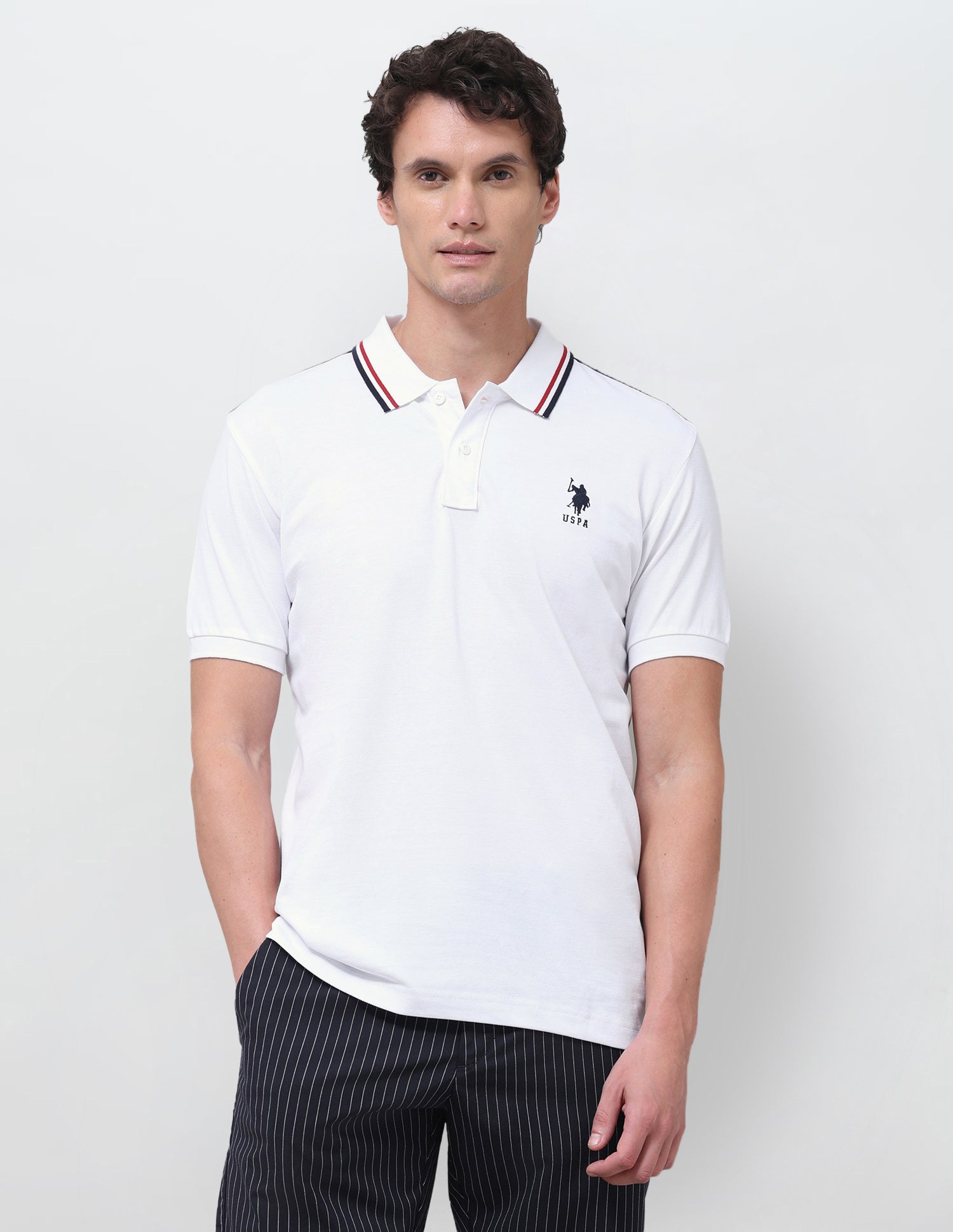 Solid Regular Fit Polo Shirt White - U.S. Polo Assn. India | Large